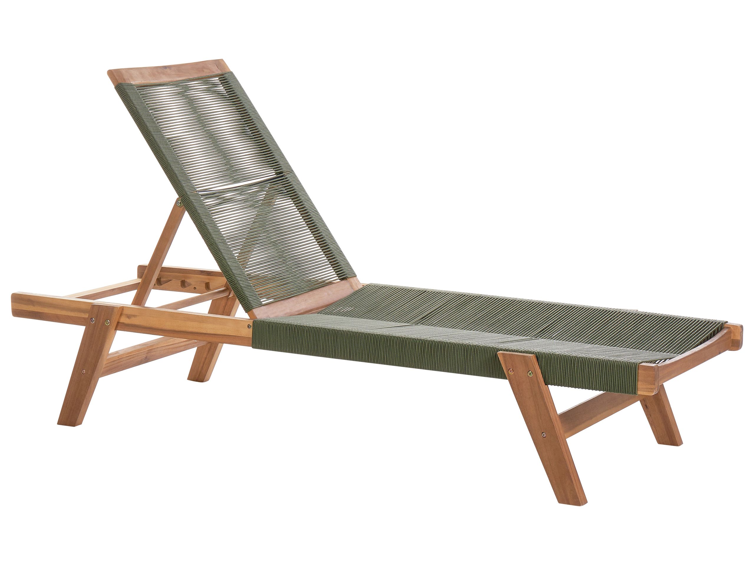 Wooden Reclining Sun Lounger Green PROSSEDI - Gemini Interiors