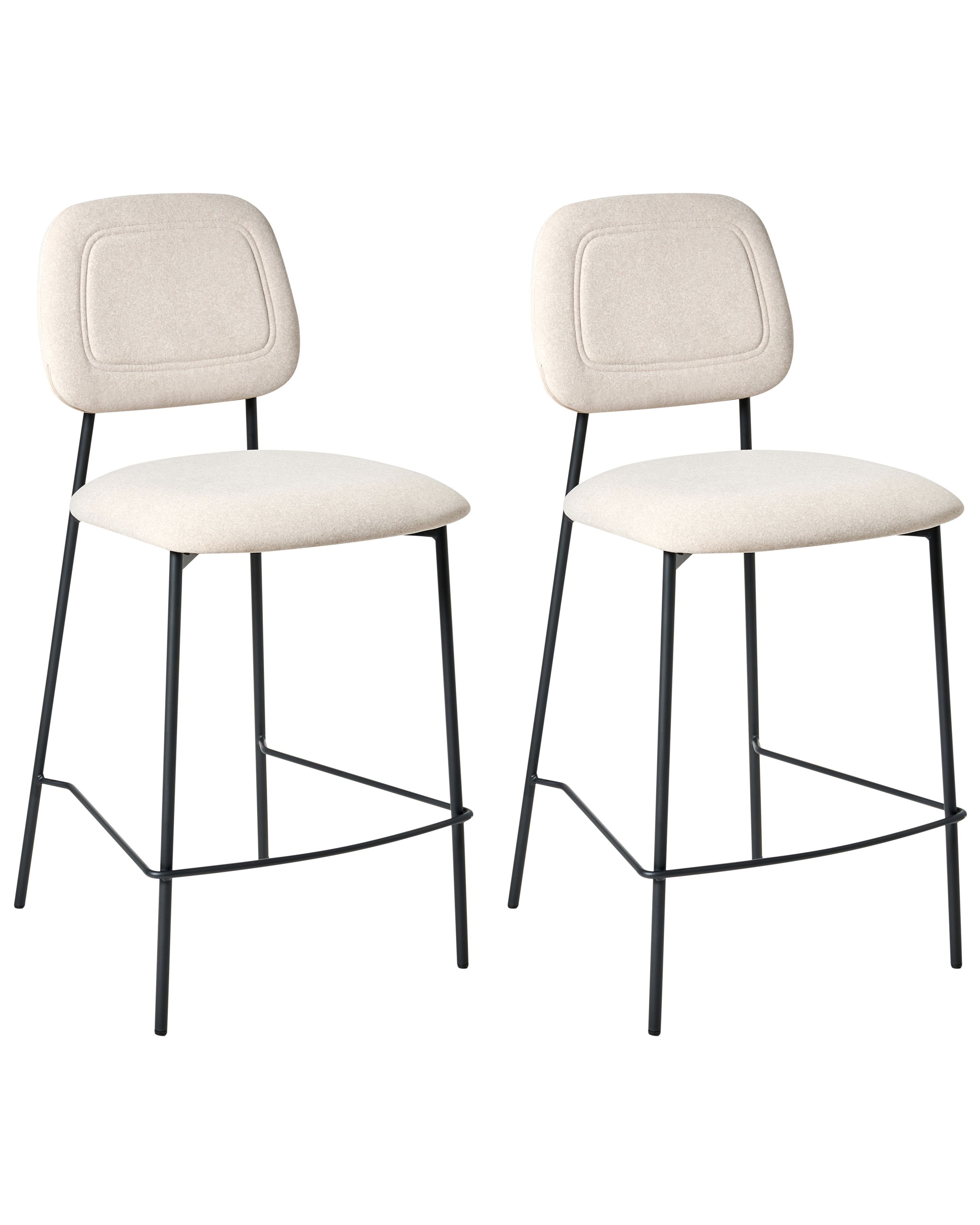 GILLINGMERE Velvet Set of 2 Bar Chairs - Light Beige - Gemini Interiors