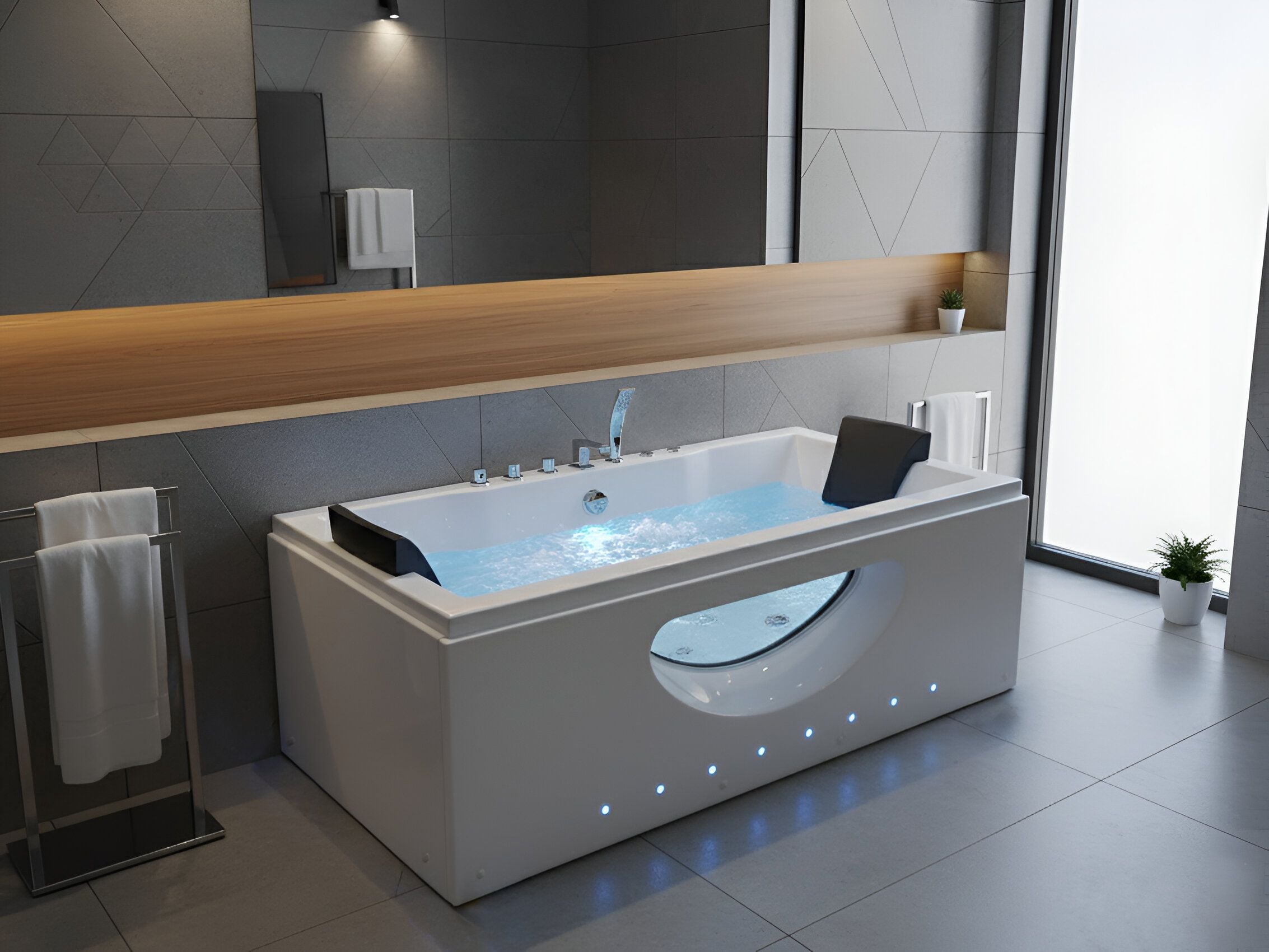 GRELTON Corner Bath & Hot Tub - White - Gemini Interiors