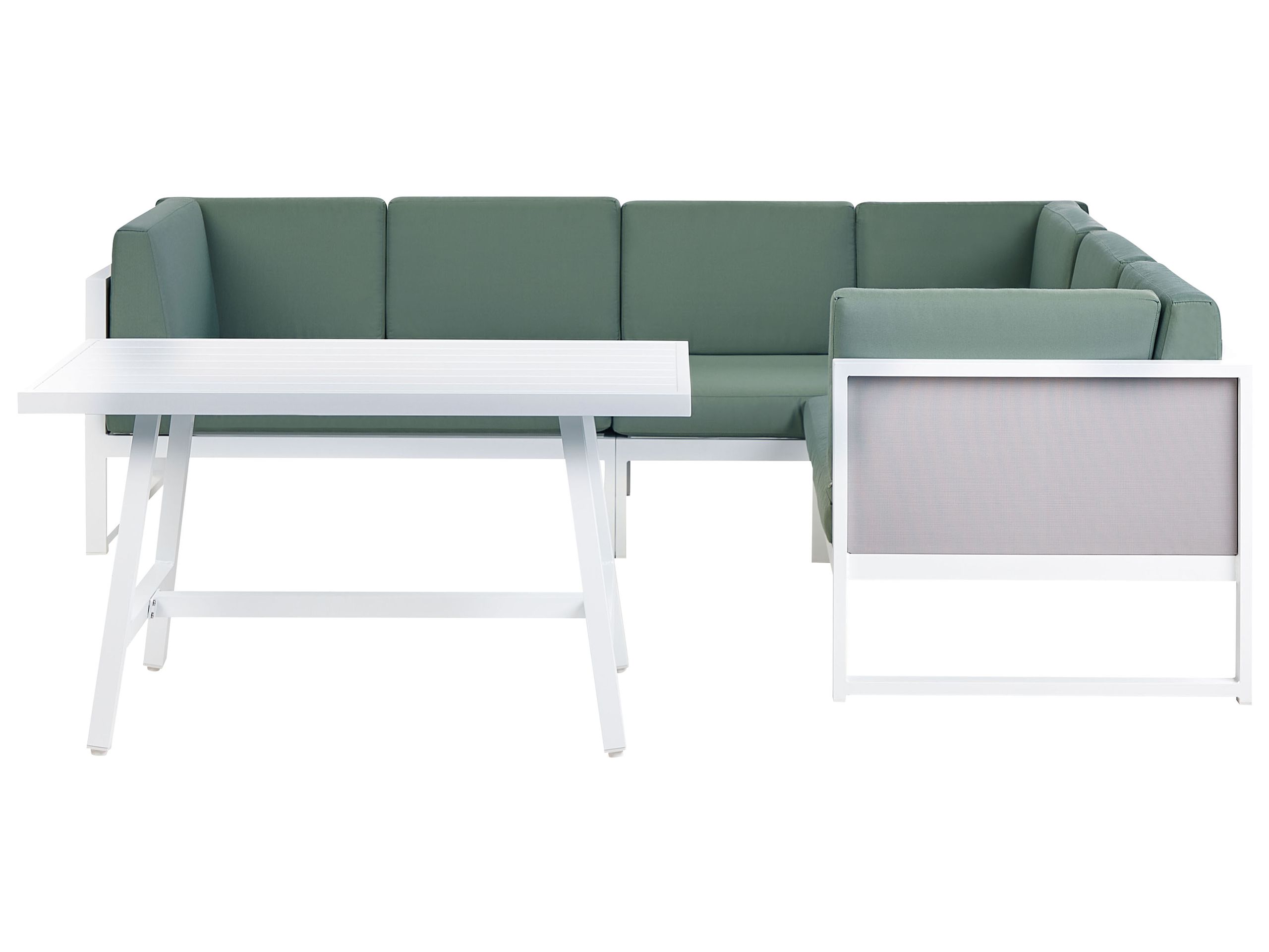 Garden Corner Sofa with Table 6 Seater CASTELLA/FRATTE Left Hand Metal Green - Gemini Interiors