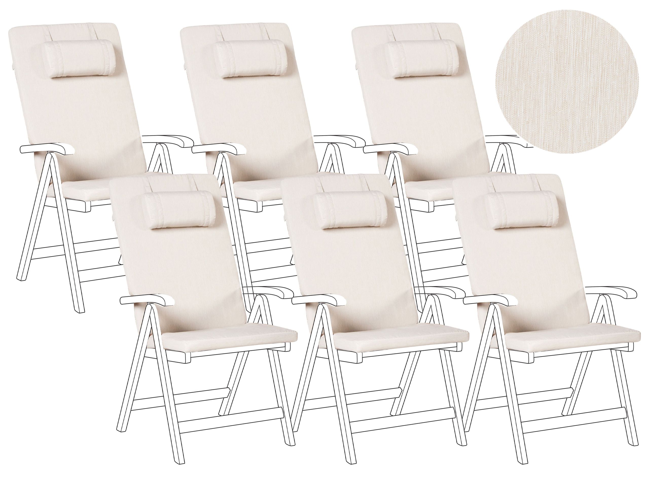 BREEZ Set of 6 Garden Back Seat Cushions - Light Beige - Gemini Interiors