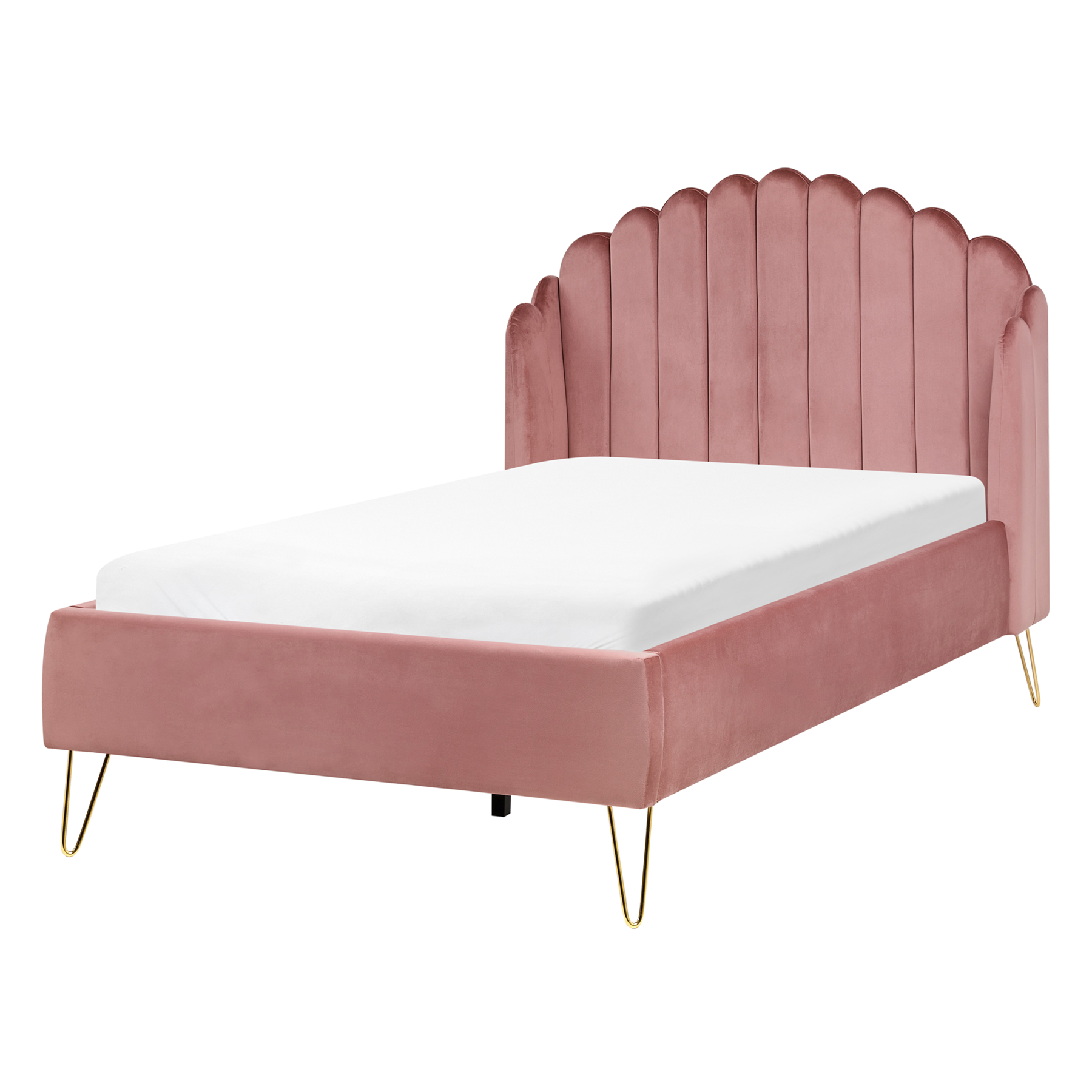 AMLI Small Double Velvet Bedframe - Pink - Gemini Interiors