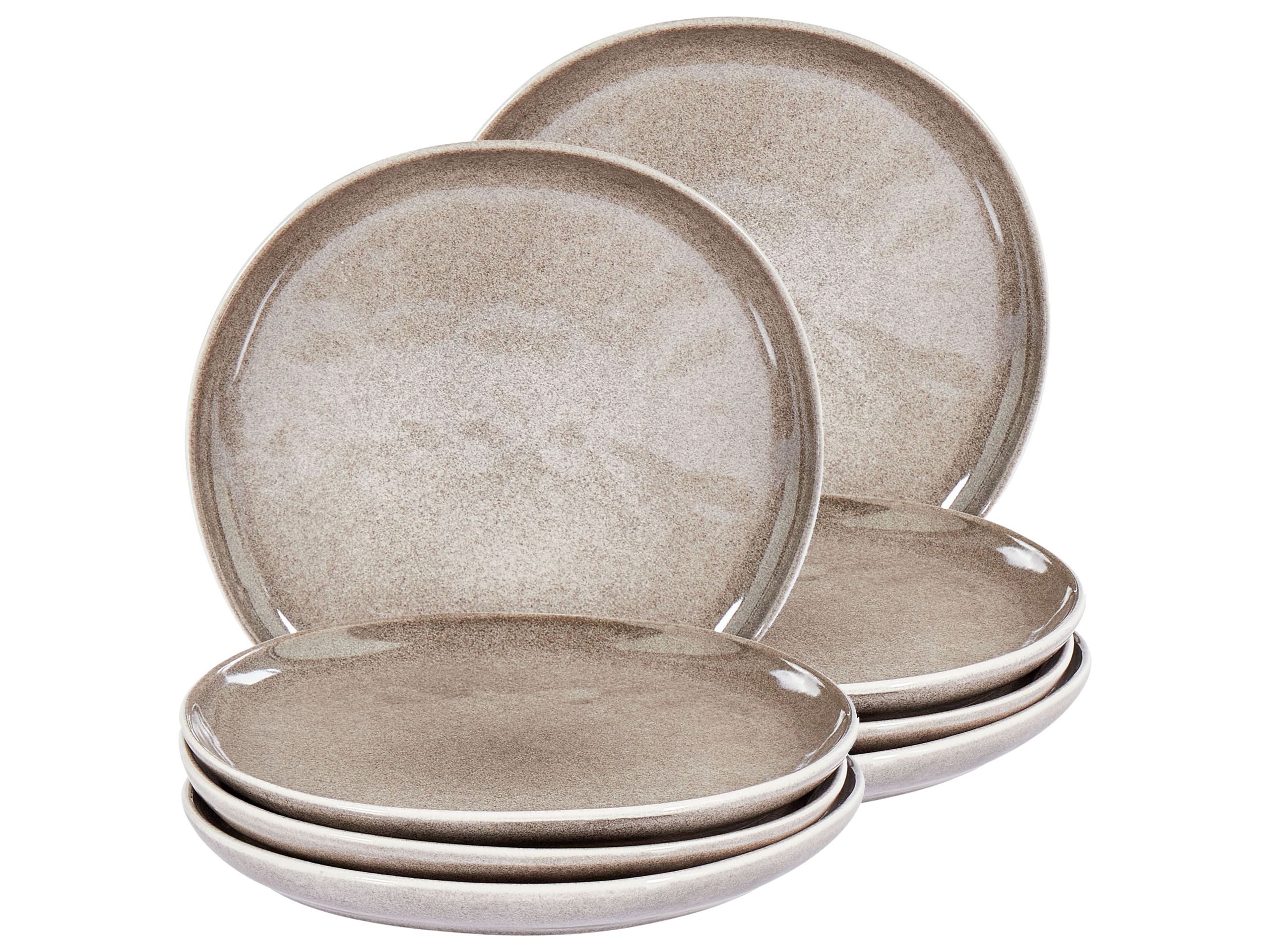DEARNCOMBE Set of 8 Side Decorative Plates Stoneware - Grey - Gemini Interiors