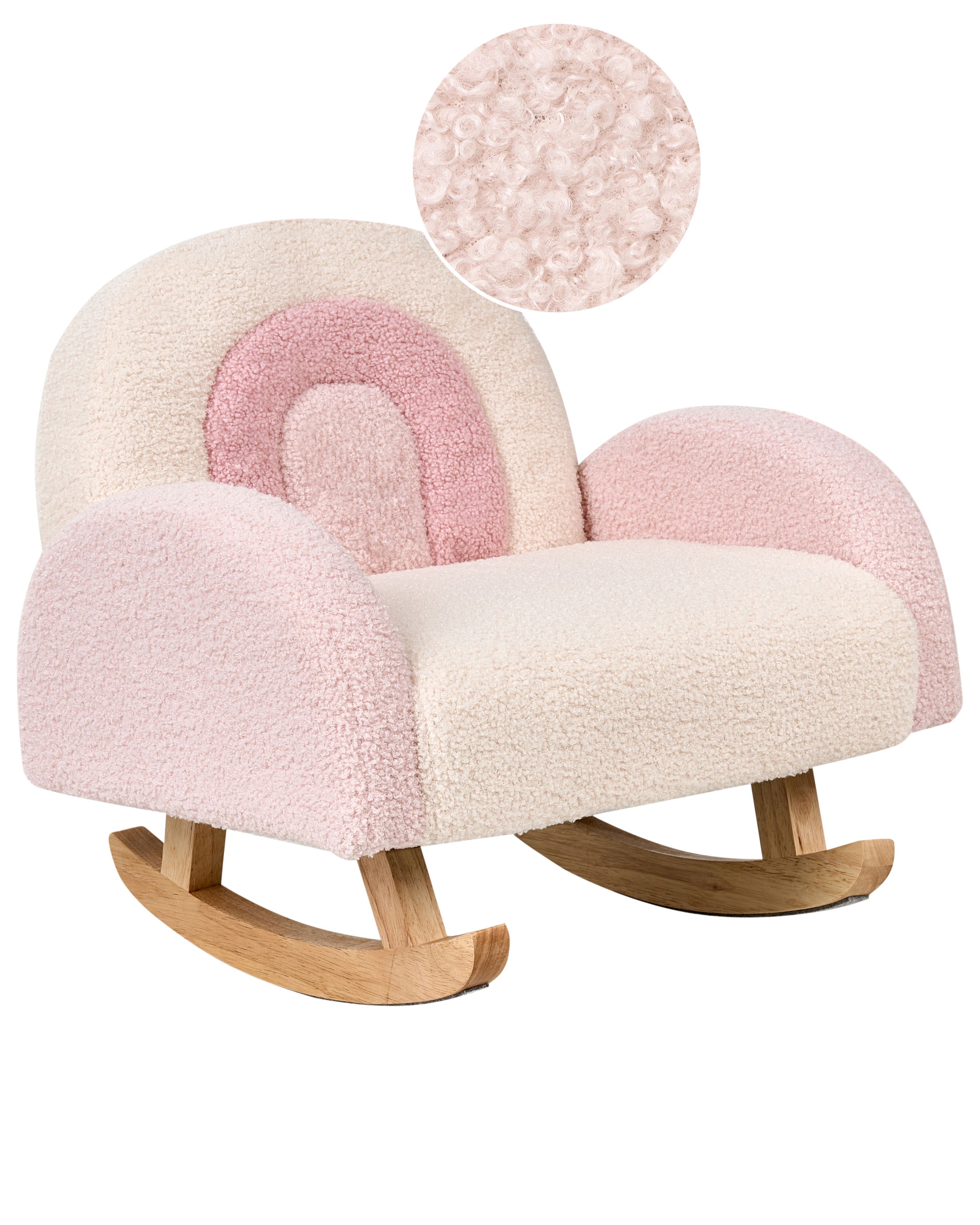 MOBO Boucle Fabric Kids Rocking Chair - Pastel Pink - Gemini Interiors