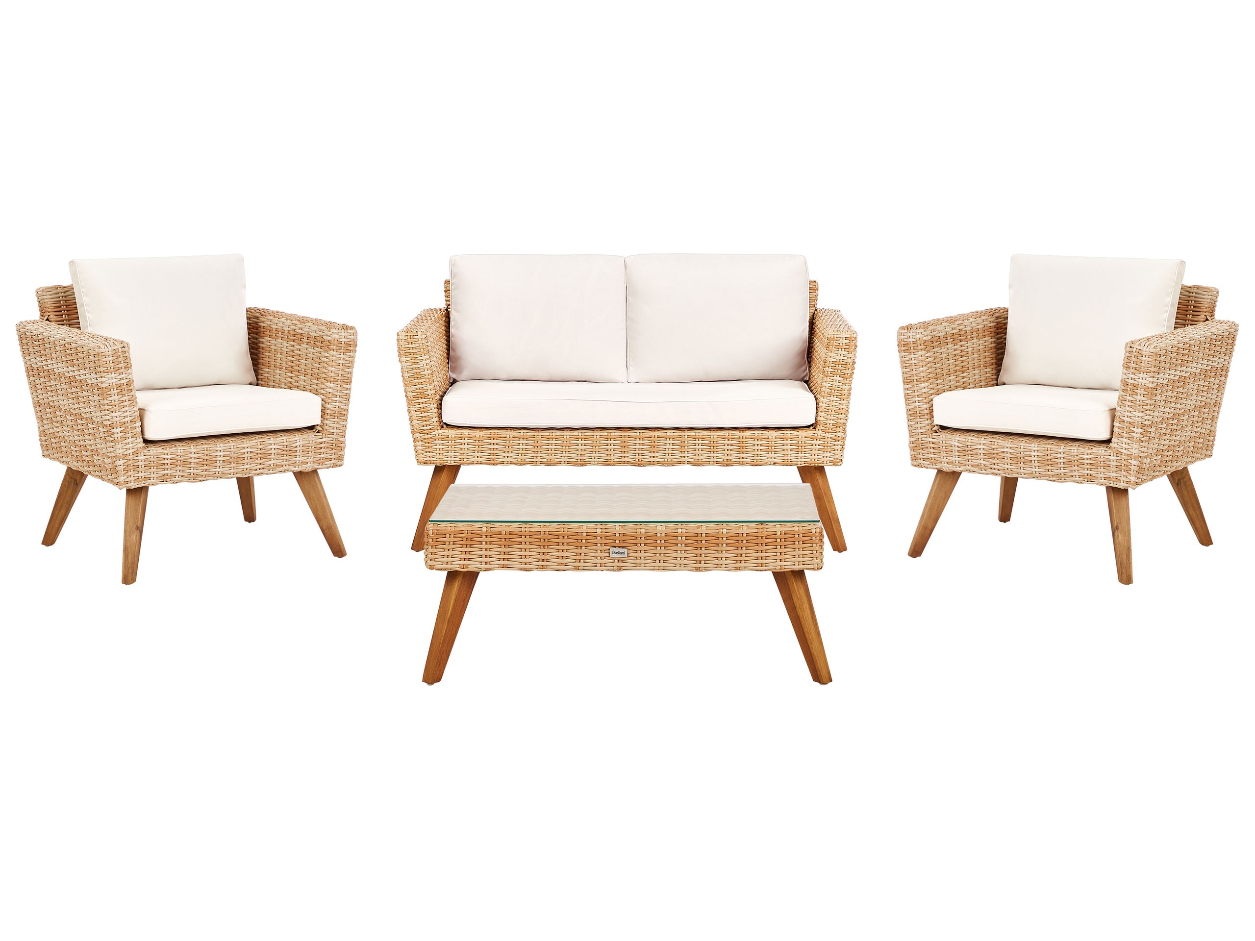 Garden Lounge Set with Table 4 Seater VITTORIA PE Rattan Off-White - Gemini Interiors