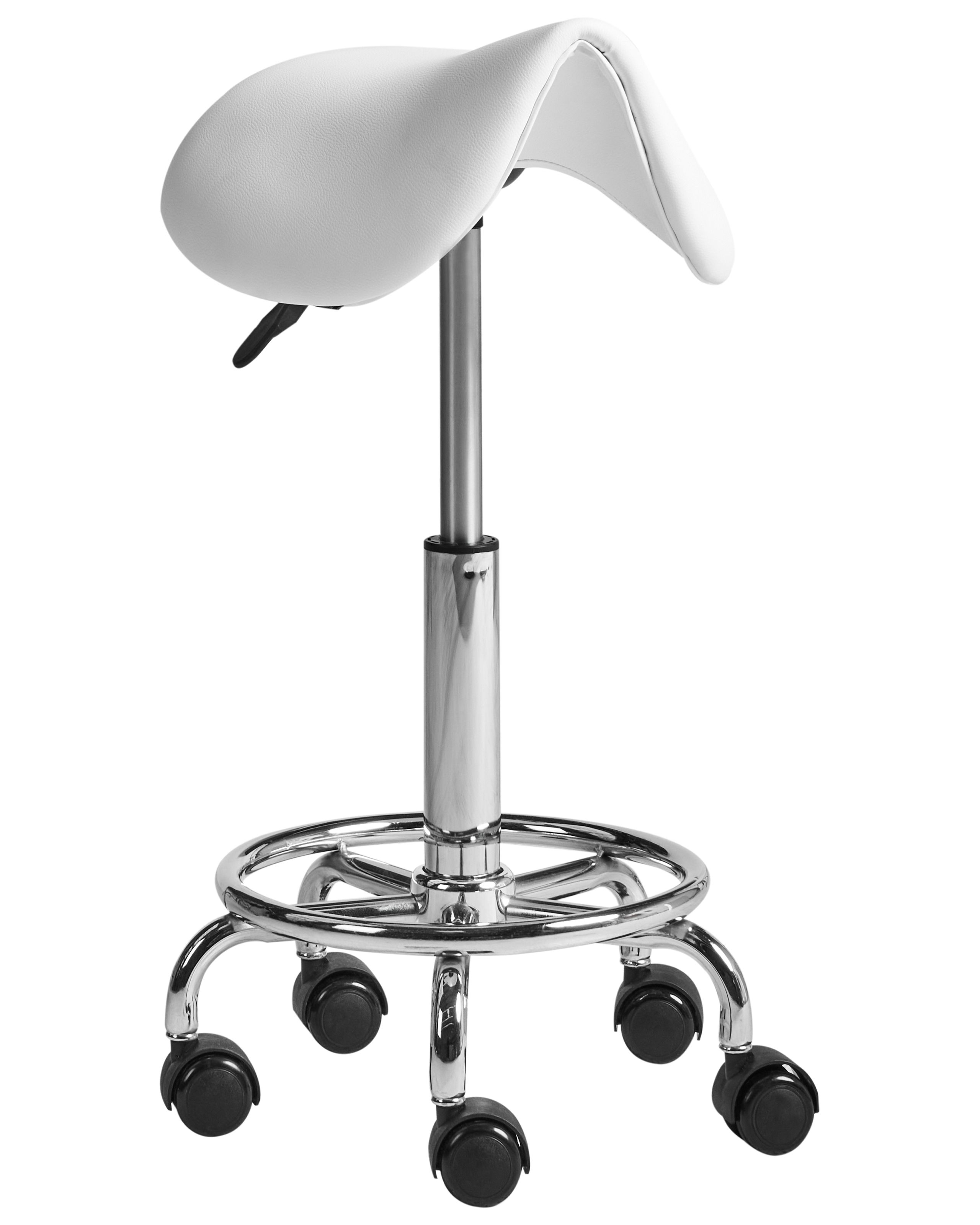 IVINGDALE Faux Leather Office Saddle Stool - White - Gemini Interiors