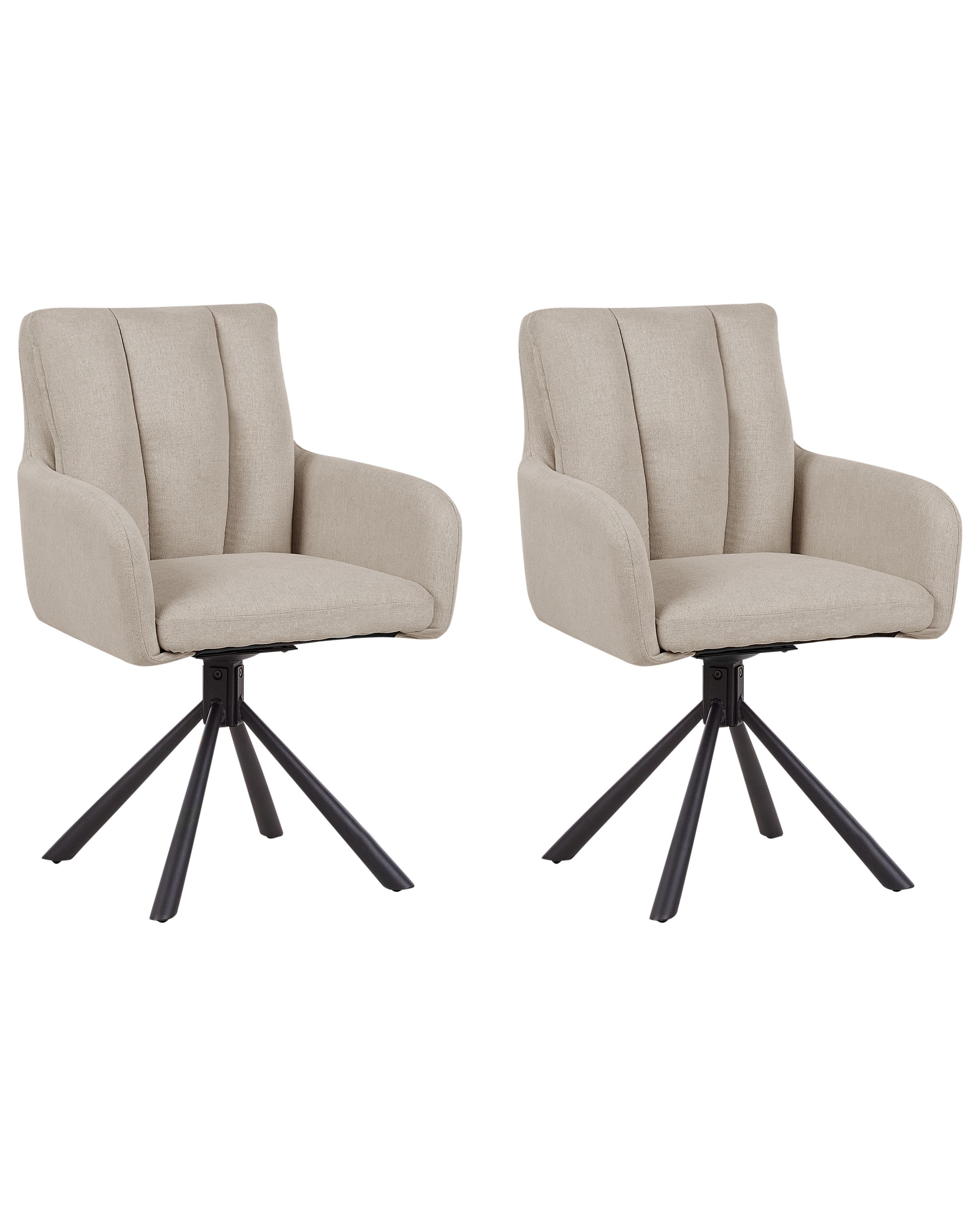 Set of 2 Dining Chairs Swivel SARDOAL Taupe - Gemini Interiors