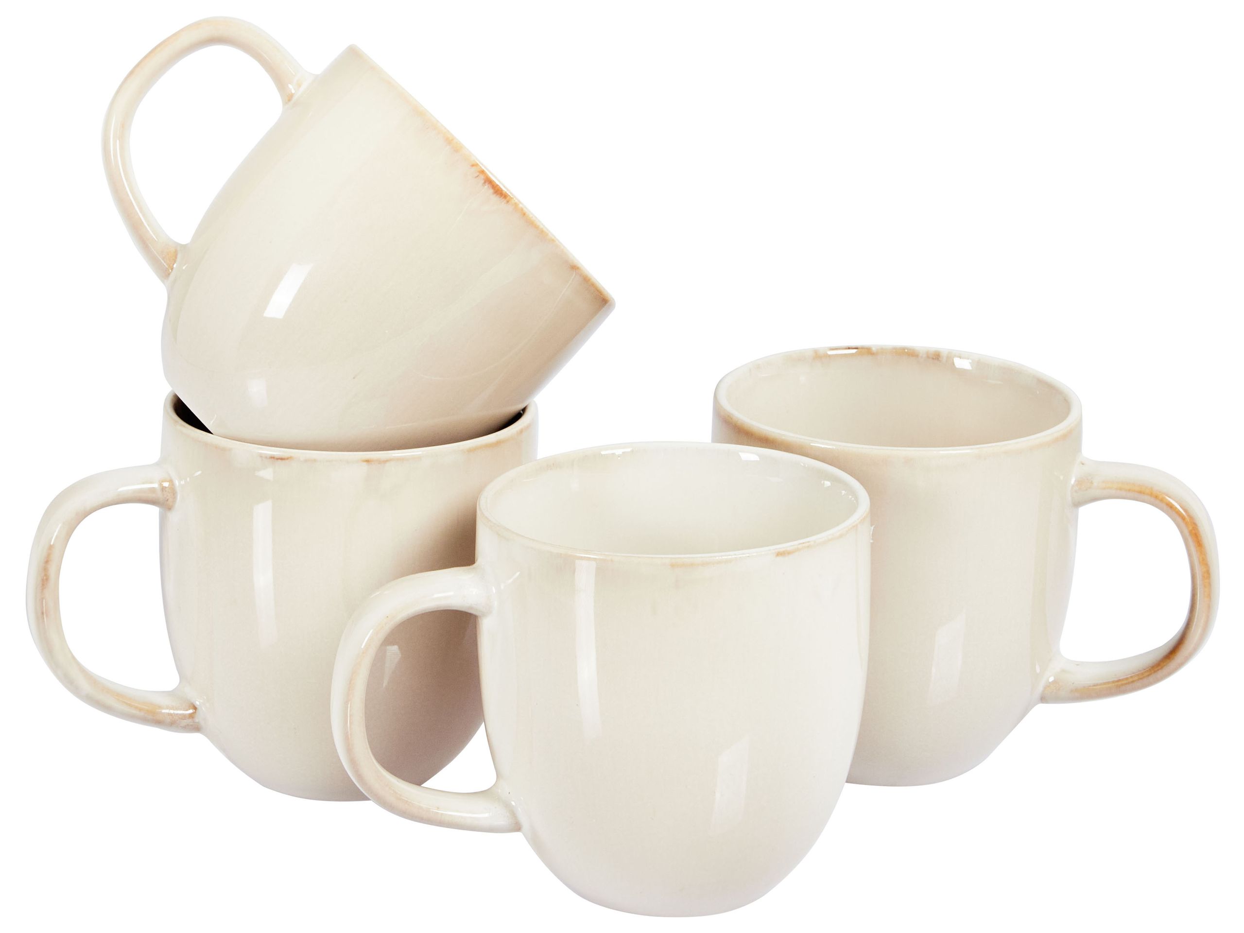 Set of 4 Mugs GINSENG Stoneware Light Beige - Gemini Interiors