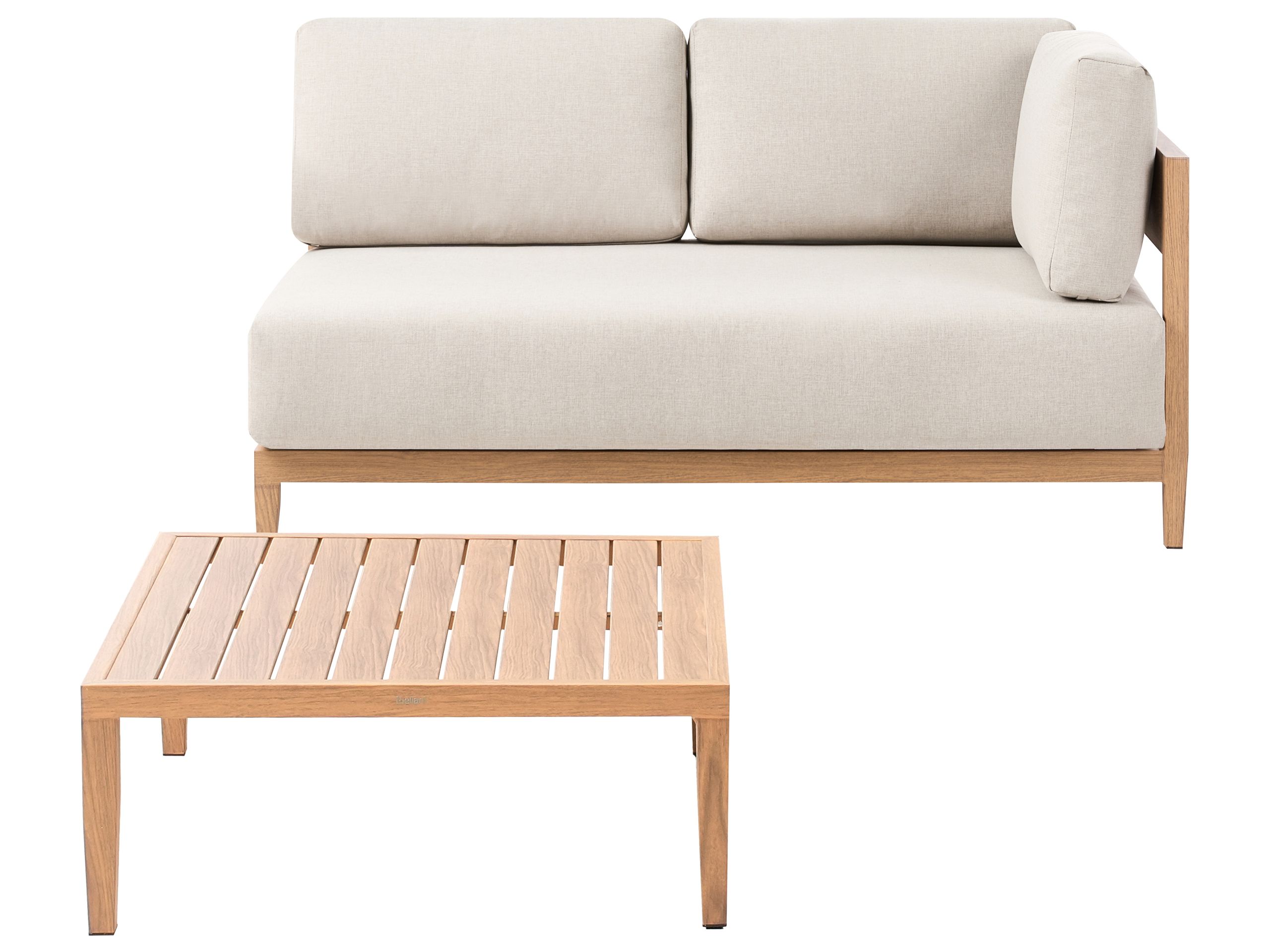 MINWORTH Metal Garden Sofa with Table 2 Seater - Light Brown - Gemini Interiors