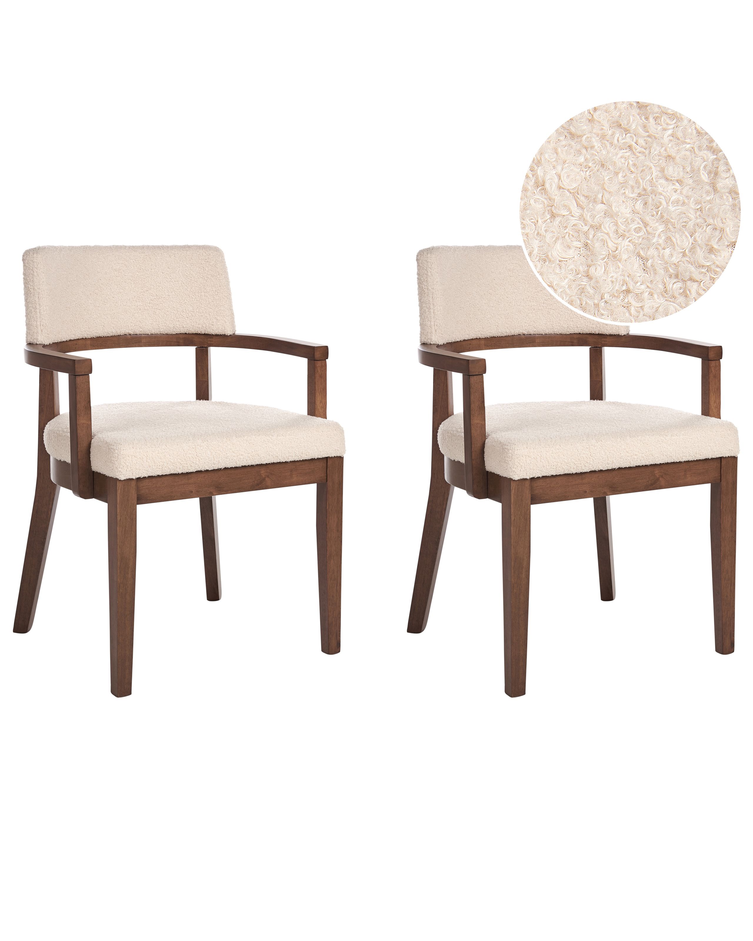 Set of 2 Dining Chairs DALBO Boucle Dark Brown - Gemini Interiors