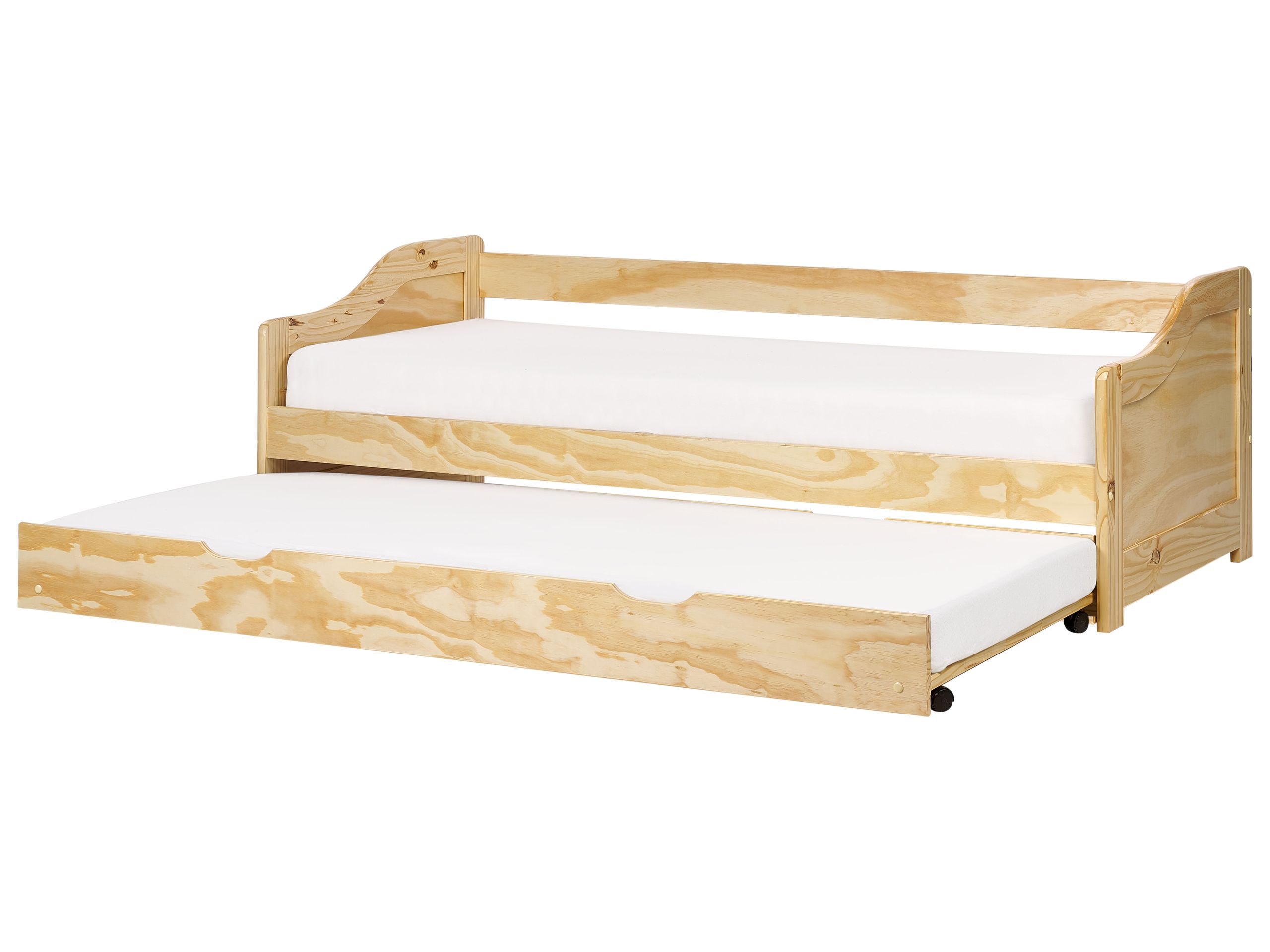 LENER Trundle Bedframe Wood 90 x 200cm EU Single Bed Light Wood - Gemini Interiors