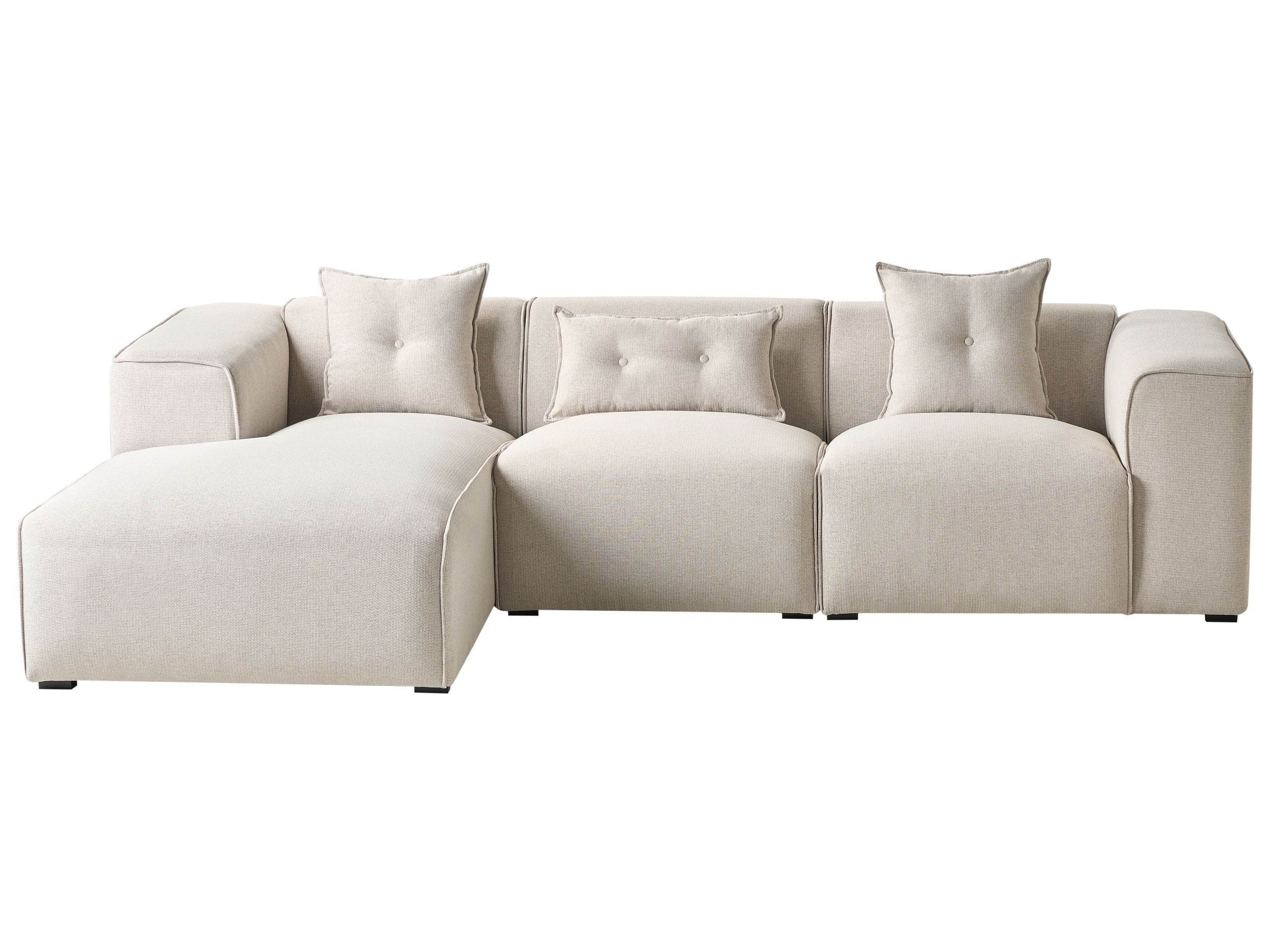 DOAVL Fabric 3 Seater L Shaped Corner Sofa - Light Beige, Left Hand Facing - Gemini Interiors