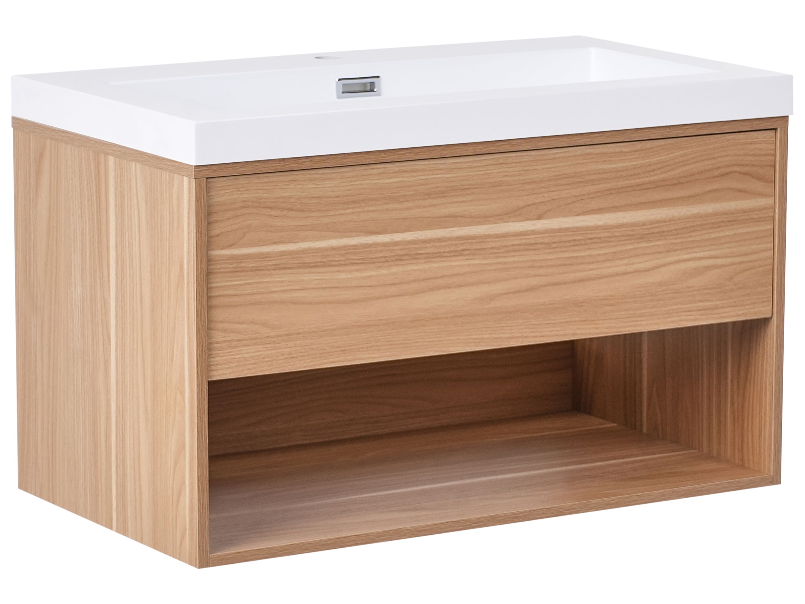 HAVERLEIGH Wall Mounted Vanity Unit with Basin - Light Brown - Gemini Interiors