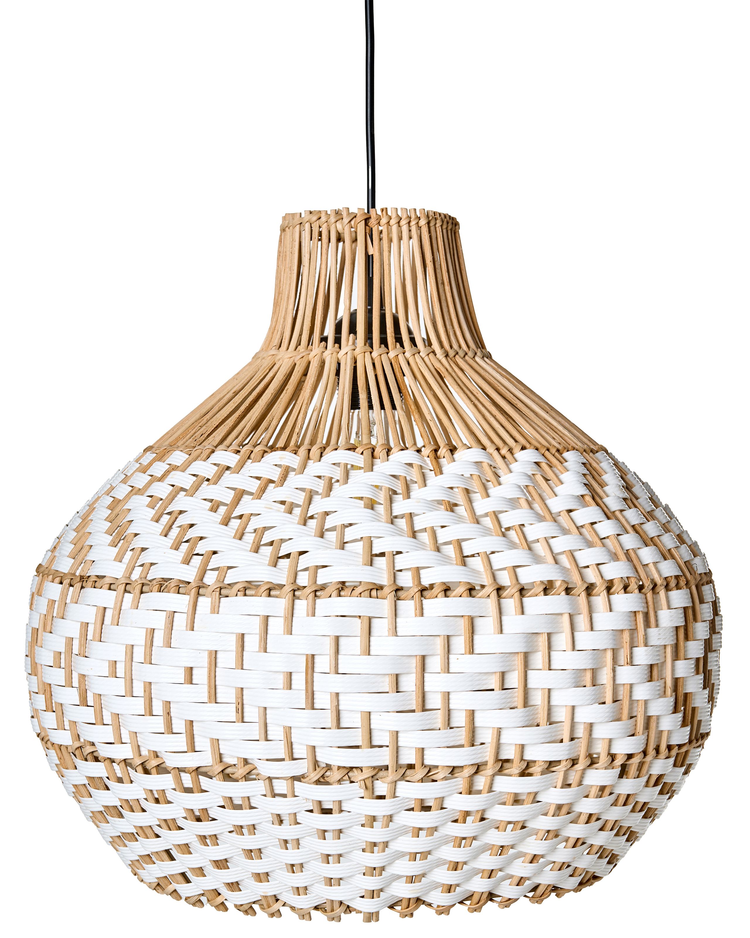 HASCOMBE Rattan Pendant Lamp - White - Gemini Interiors