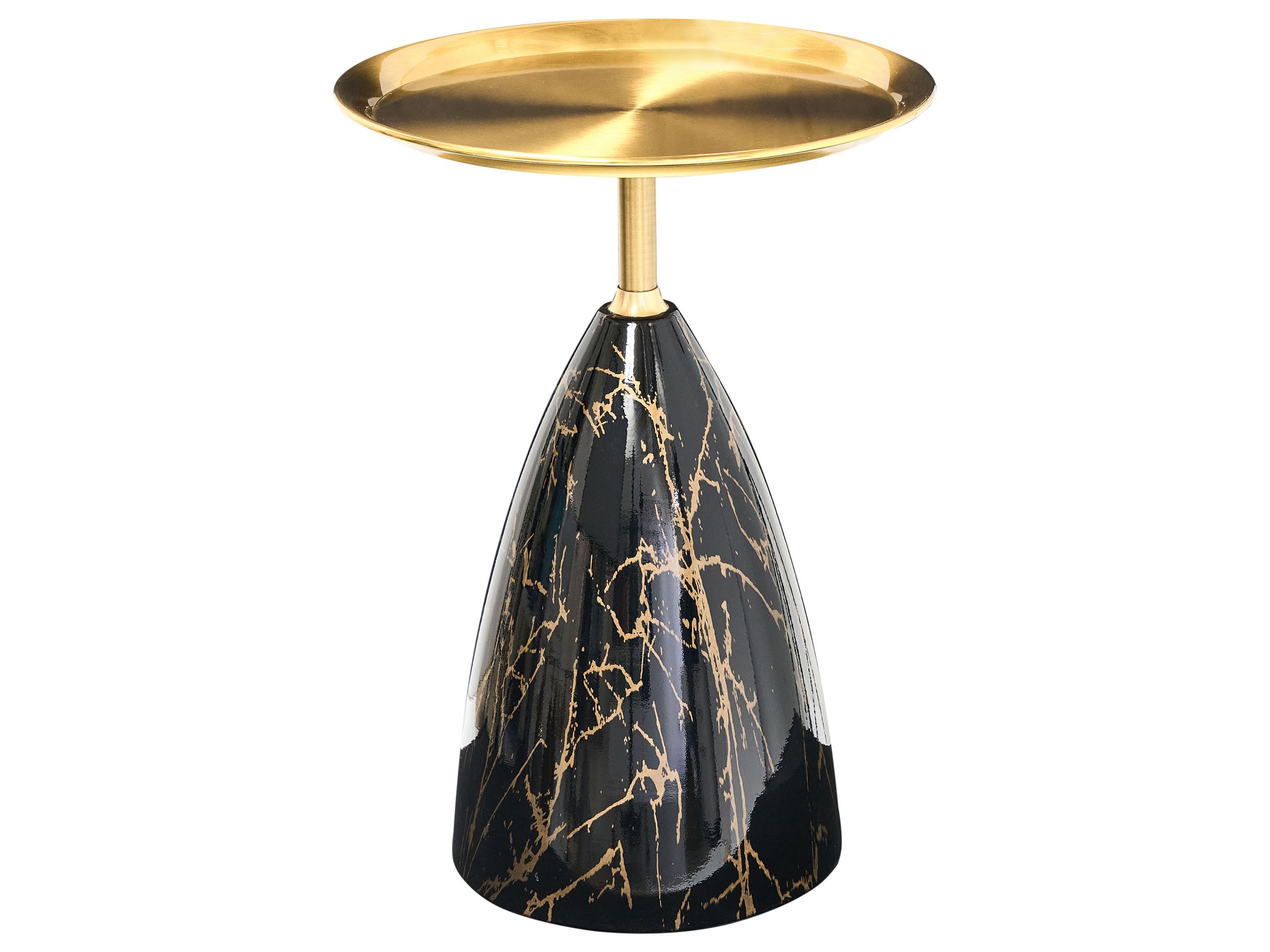 CRESTBOURNE Side Table Metal Marble Effect - Gold - Gemini Interiors