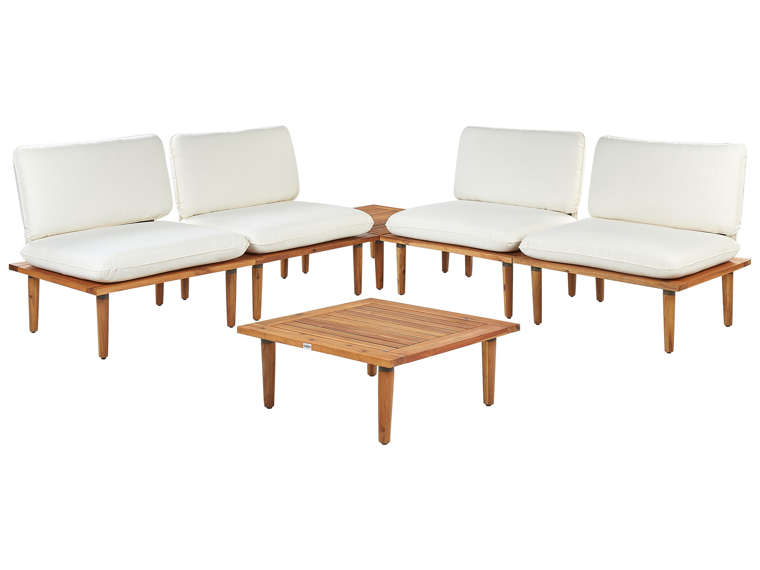 Garden Lounge Set with Table 4 Seater FRASCATI Modular Certified Acacia Wood Off-White - Gemini Interiors