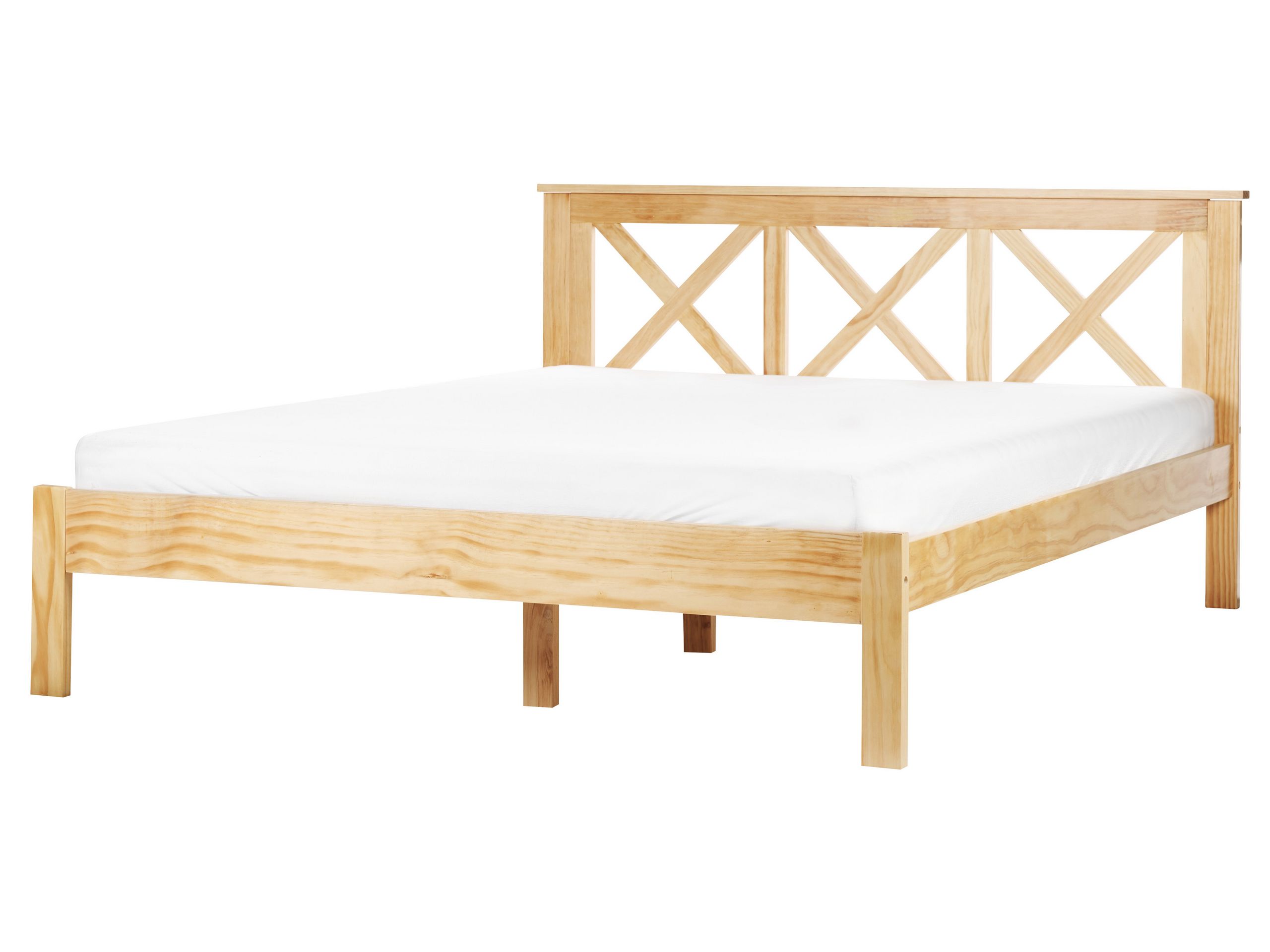 TERWAY Bedframe Wood 160 x 200cm EU Kingsize Bed Light Wood - Gemini Interiors