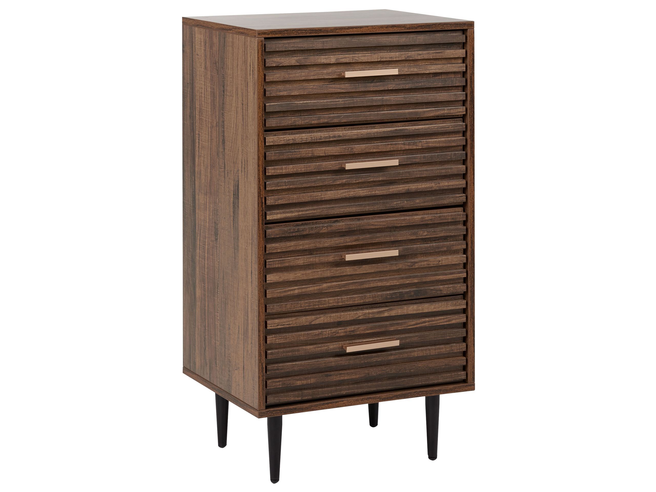 NOCTURA Oak Finish Chest of Drawers - Tallboy, Medium-sized, 4 Drawers - Gemini Interiors