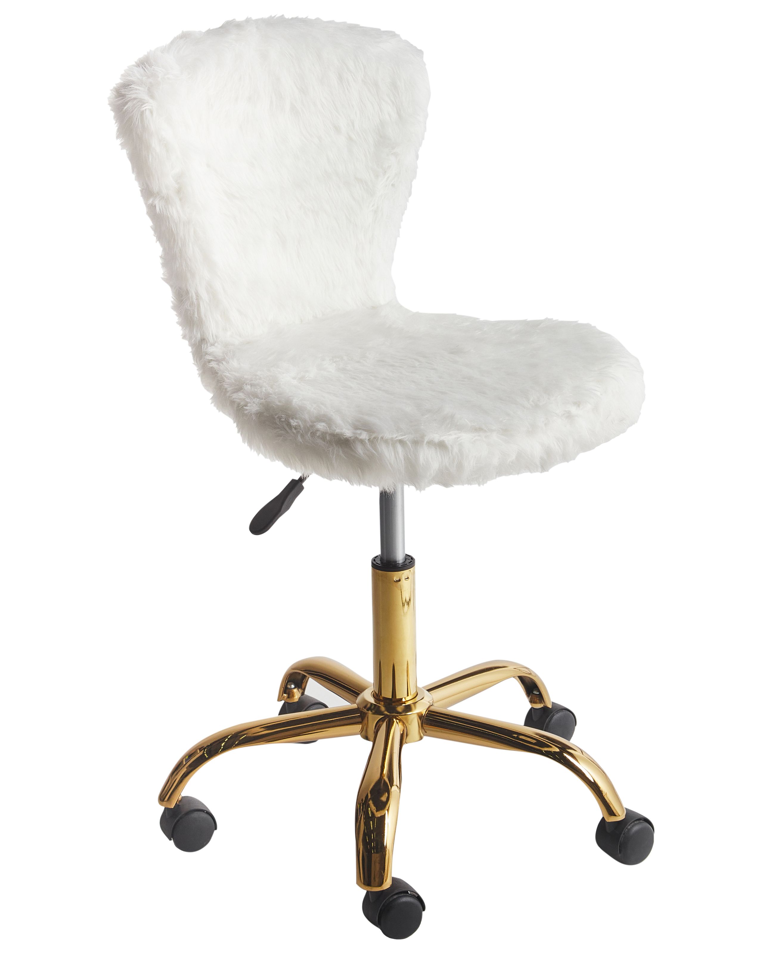 Faux Fur Desk Chair White MARGATE - Gemini Interiors