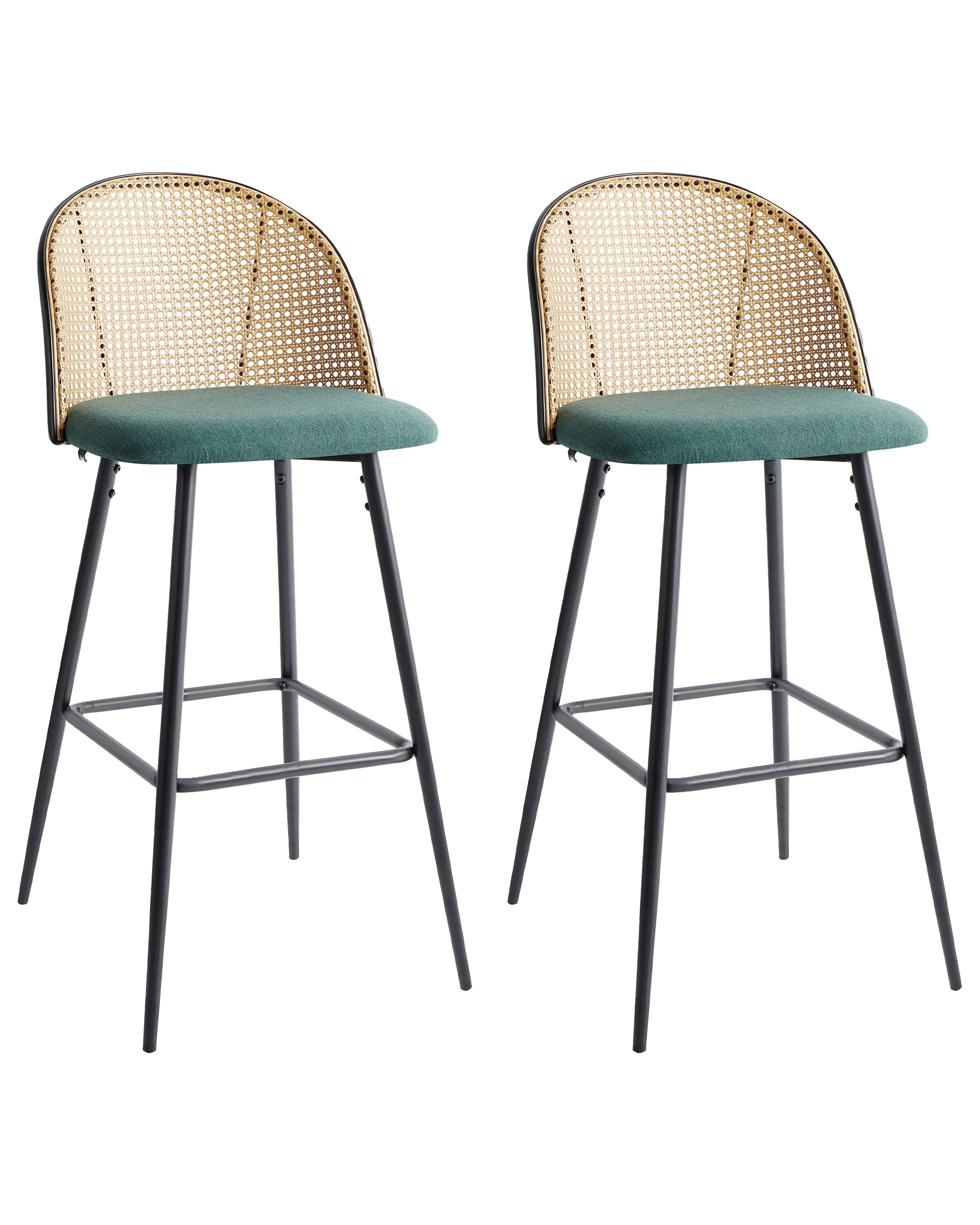 NORCELL Set of 2 Bar Chairs Metal Green - Gemini Interiors