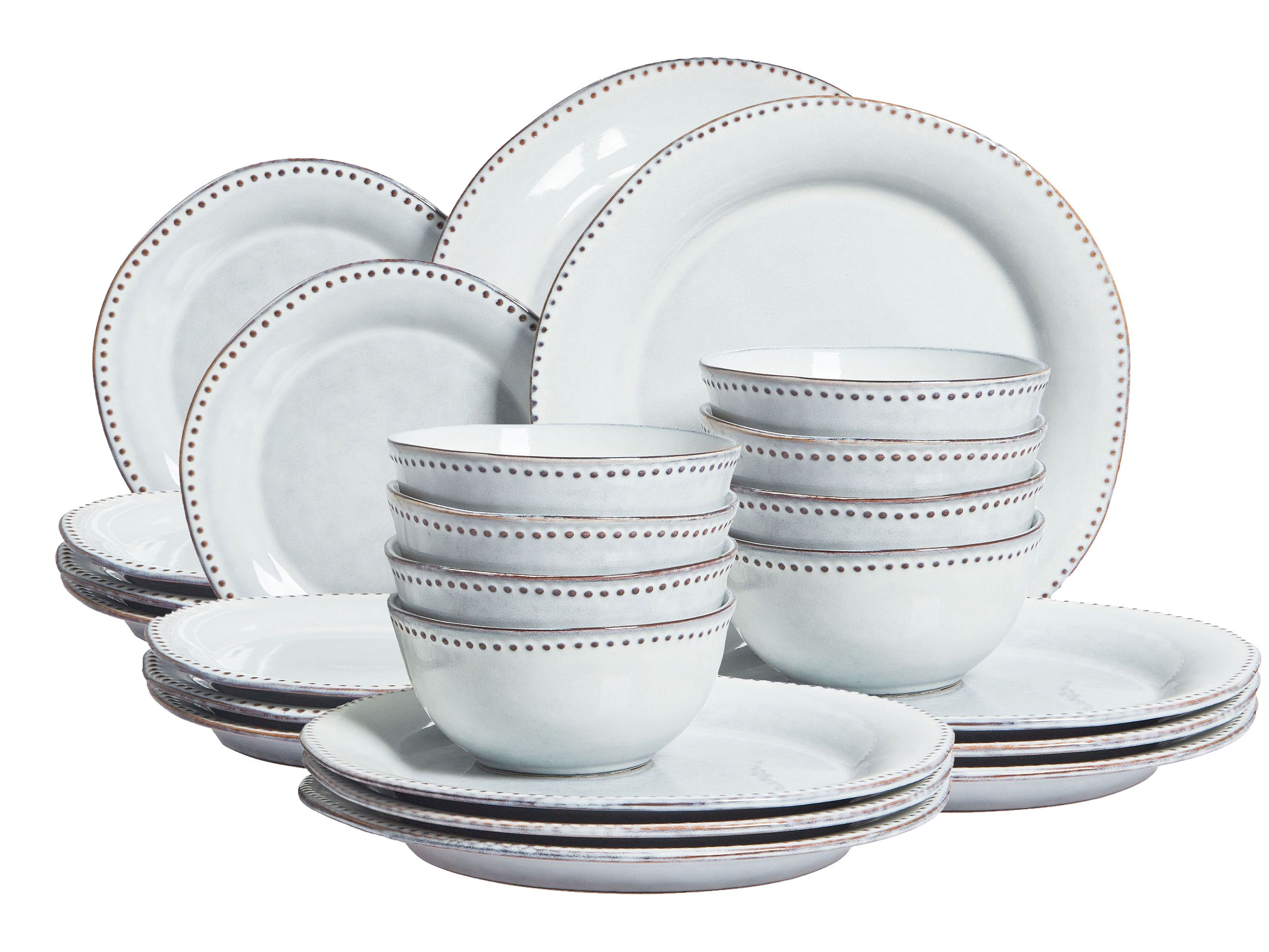 DURLEIGH Set of 24 Dinnerware Stoneware - Light Blue - Gemini Interiors