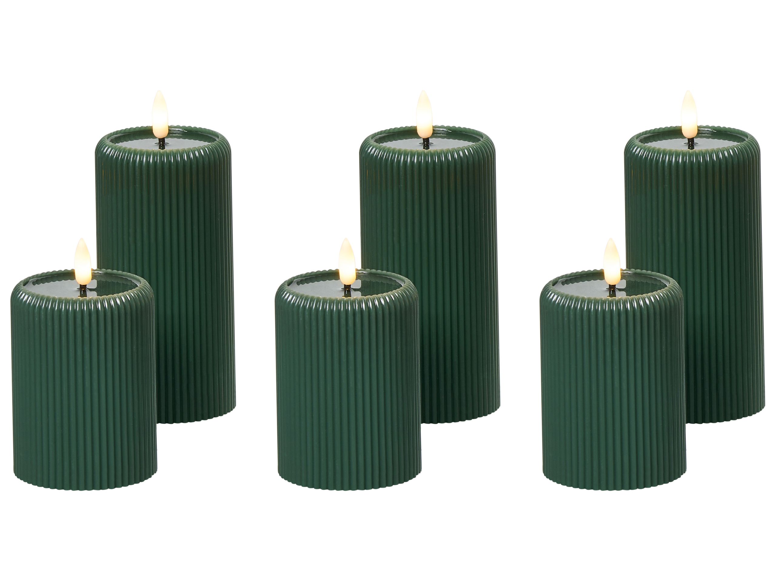 HOLCOMBE Set of 6 LED Candles - Green - Gemini Interiors