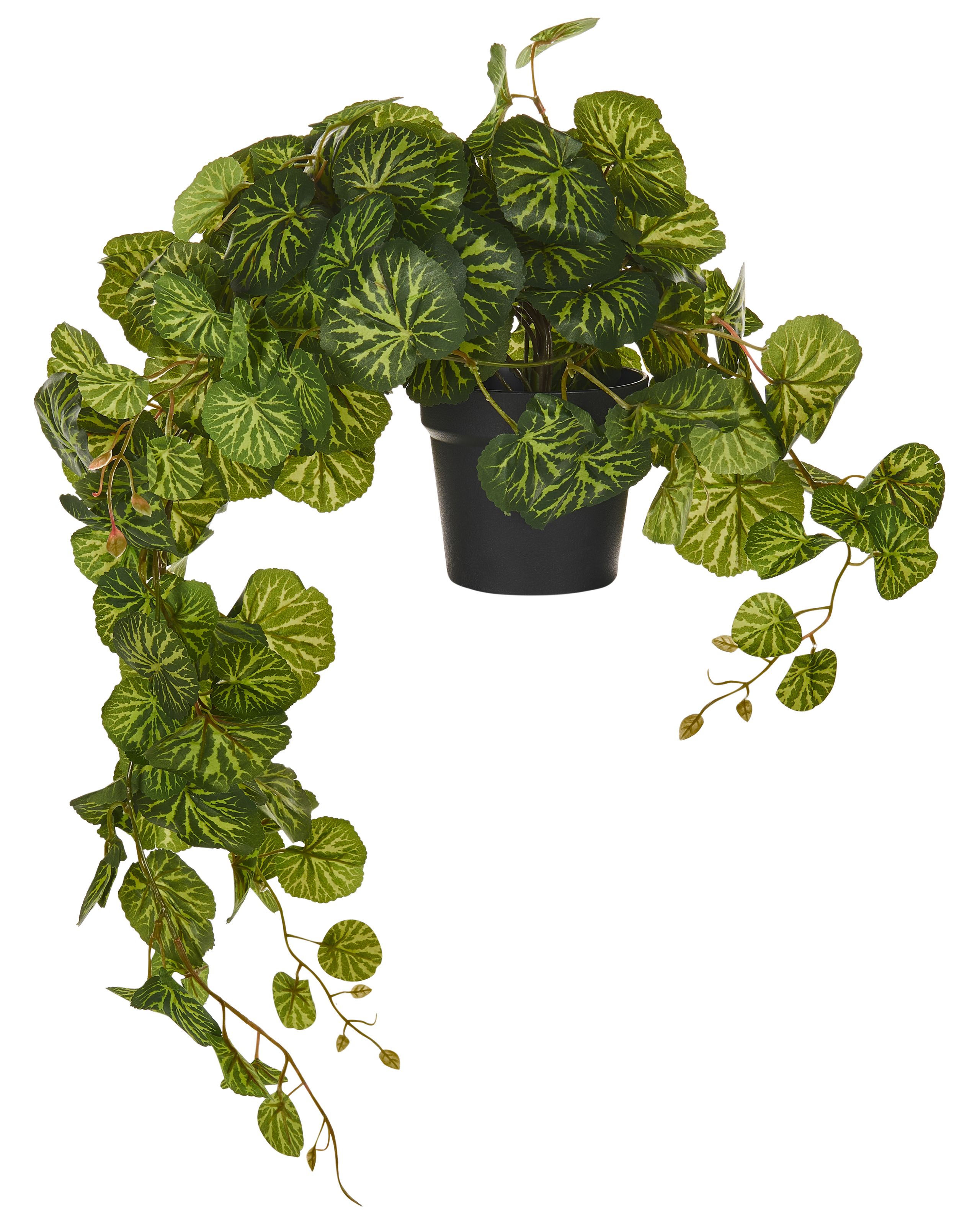 Artificial Hanging Potted Plant 37 cm STRAWBERRY BEGONIA - Gemini Interiors