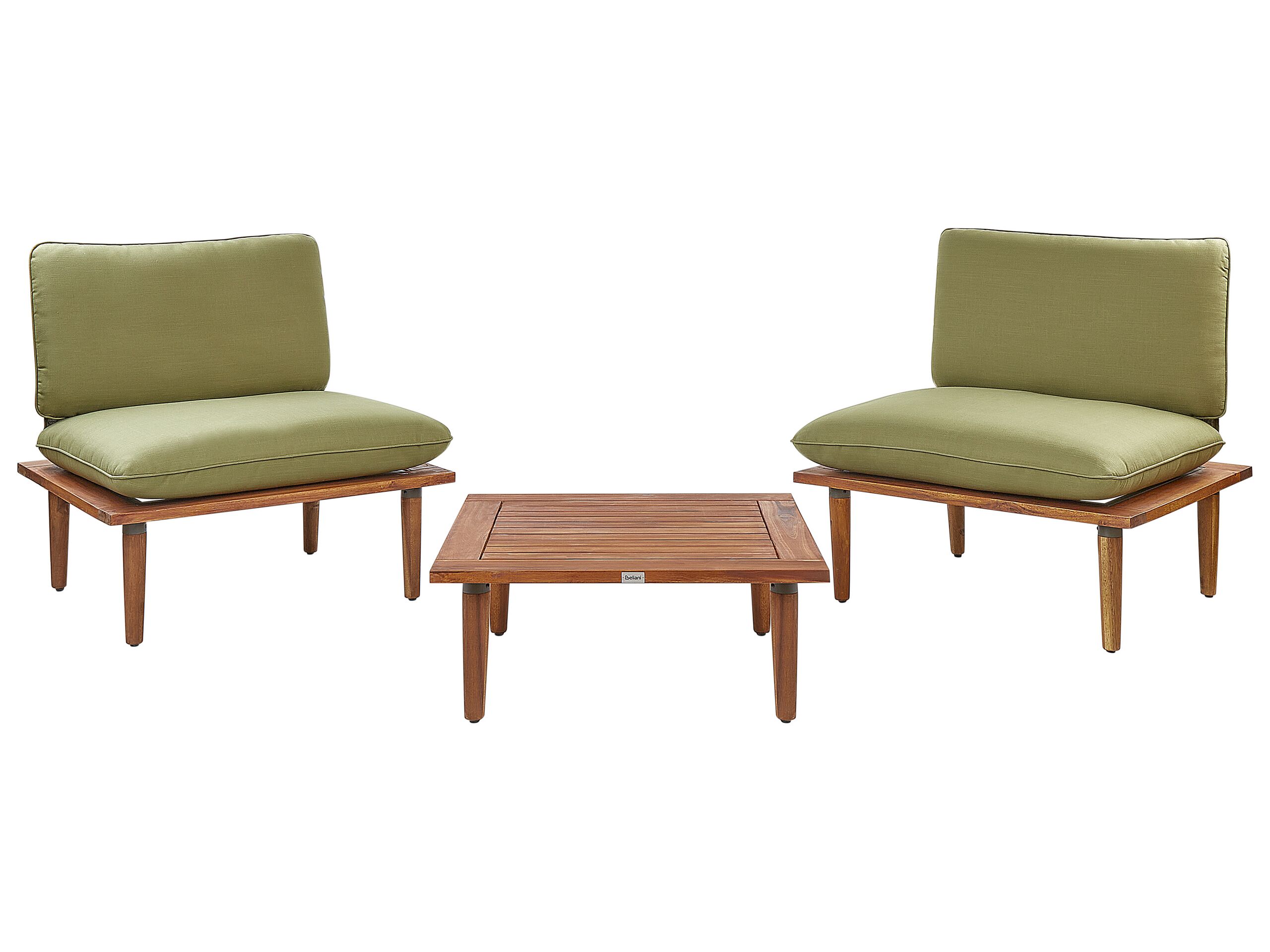 Garden Lounge Set with Table 2 Seater FRASCATI Modular Certified Acacia Wood Olive Green - Gemini Interiors