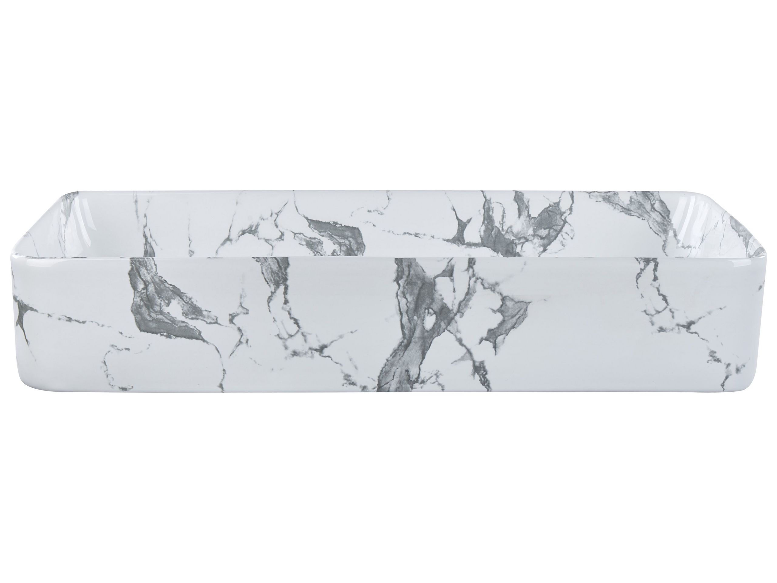 Ceramic Countertop Basin Marble Effect 620 x 350 mm Black IPALA - Gemini Interiors