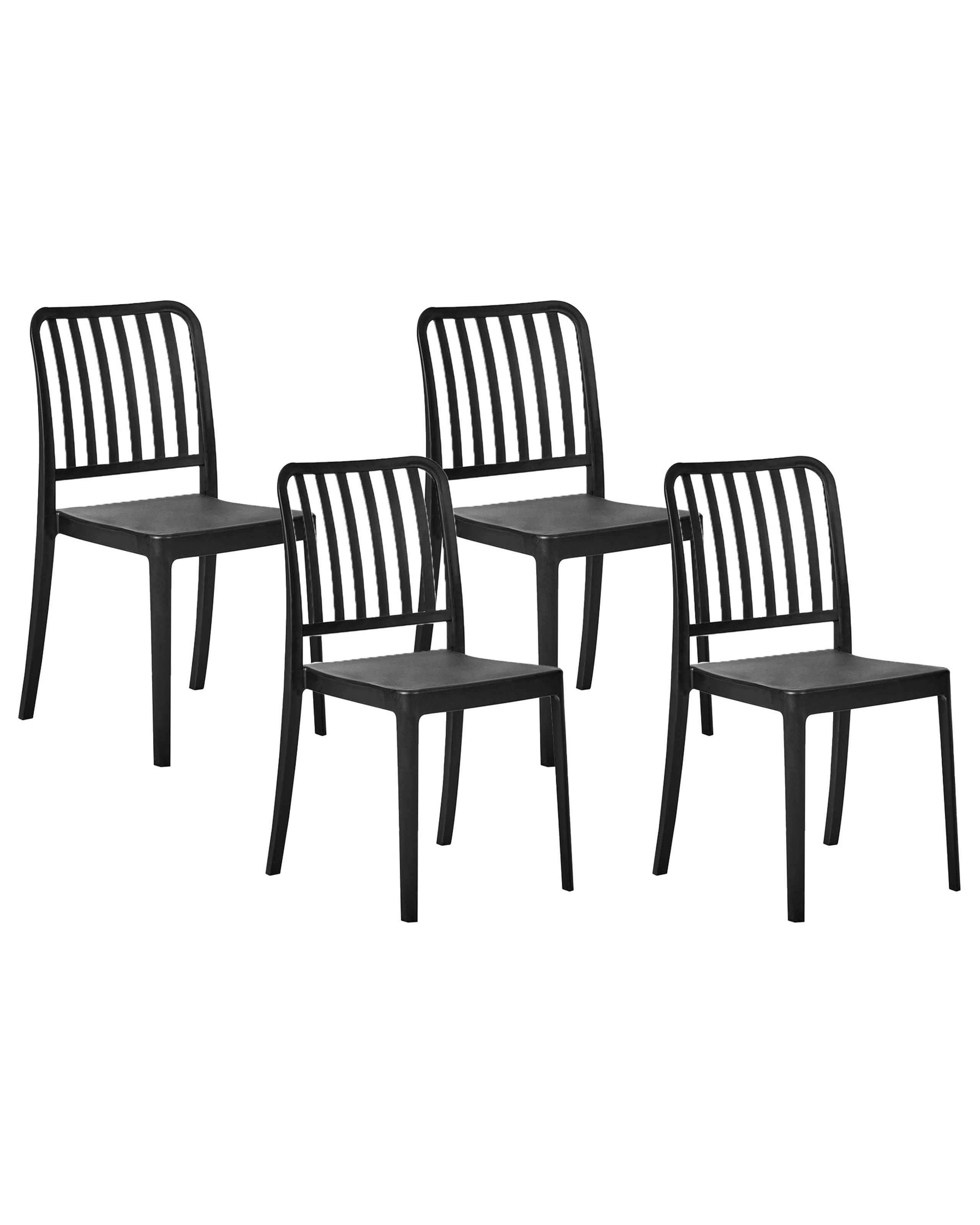 SERSAEL Set of 4 Garden Chairs Synthetic Material Black - Gemini Interiors