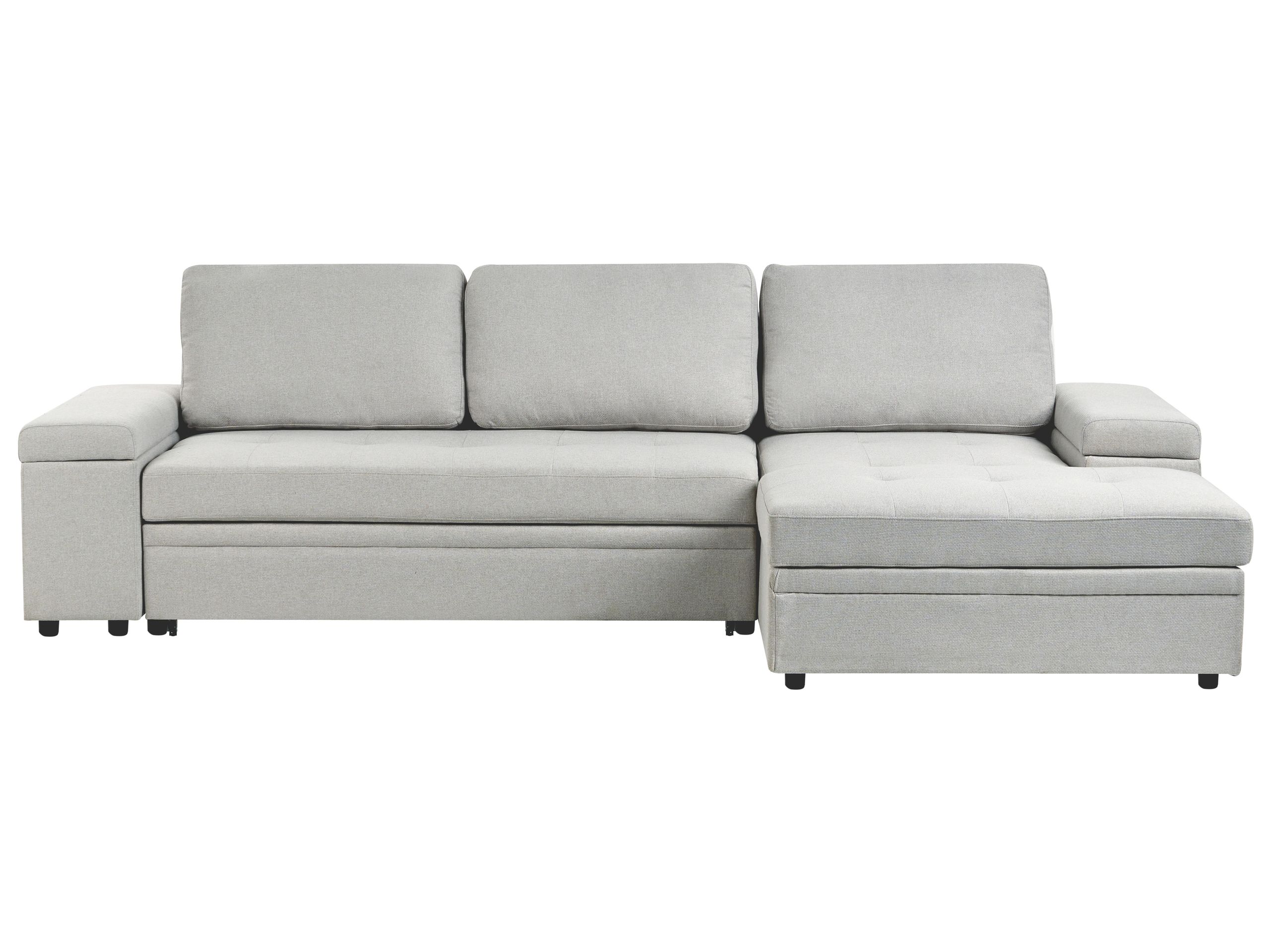 Corner Sofa Bed - HRESIY Left Hand Facing Fabric with Storage Light Grey - Gemini Interiors