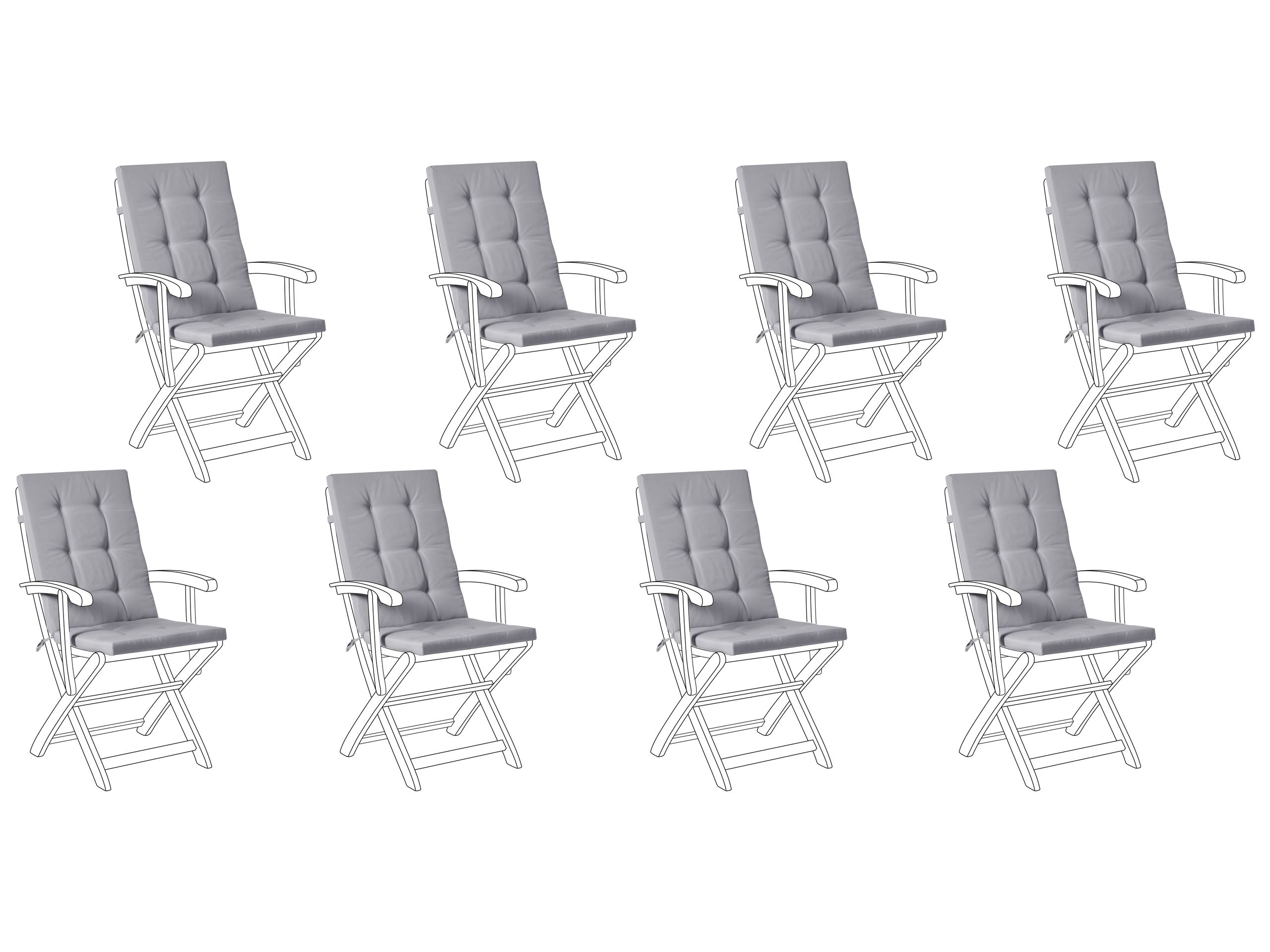 APLOR Set of 8 Garden Back Seat Cushions - Light Grey - Gemini Interiors
