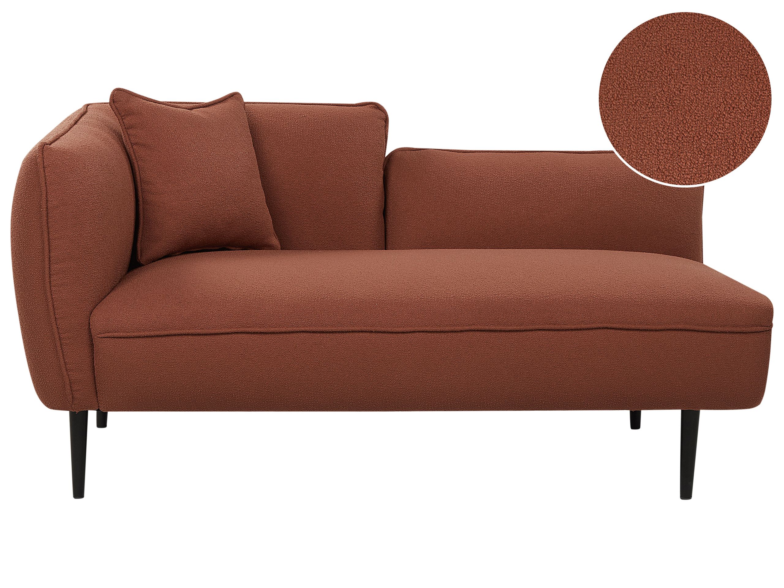 Left Hand Boucle Chaise Lounge Dark Red CHEVANNES - Gemini Interiors
