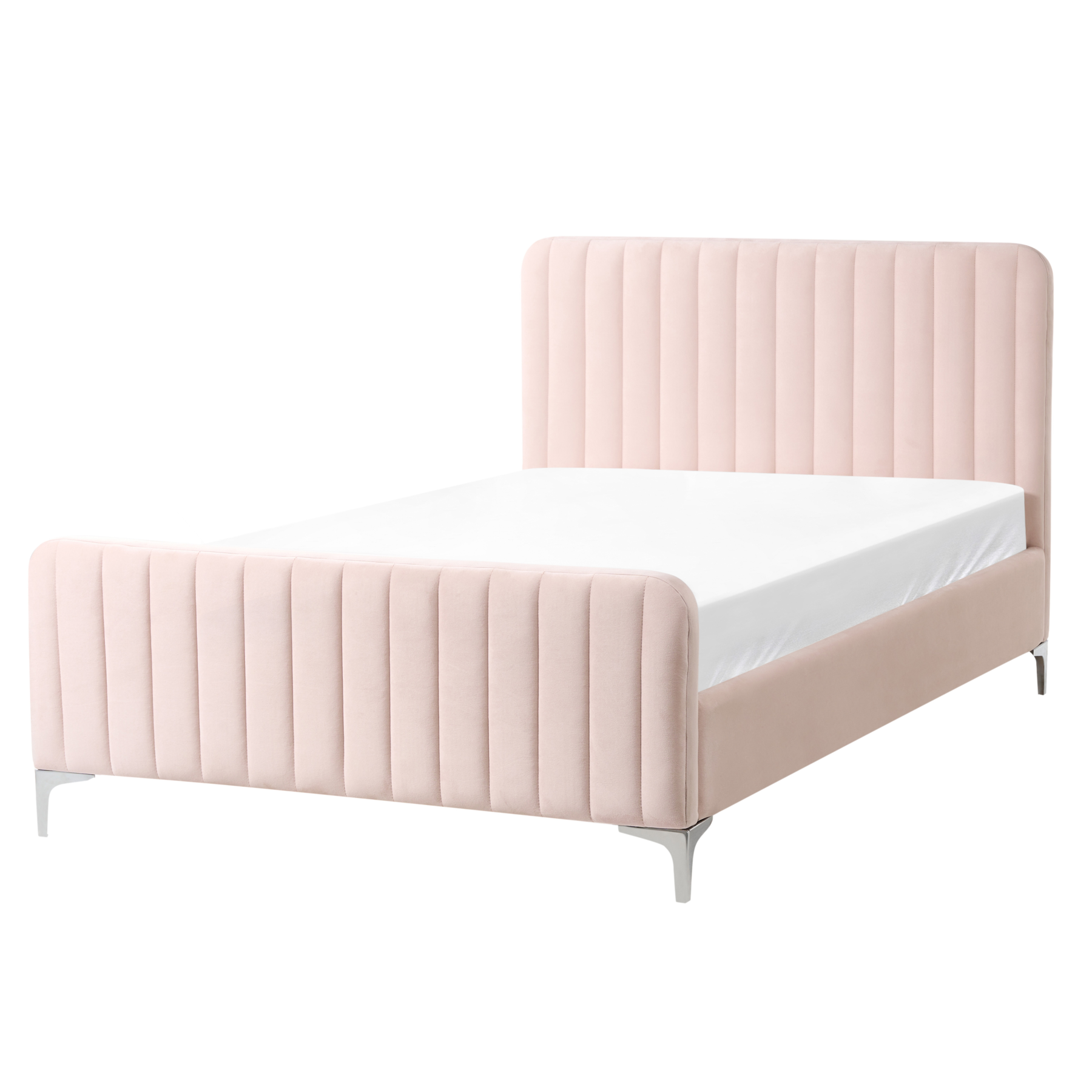 KEWAL Small Double Velvet Bedframe - Pastel Pink - Gemini Interiors