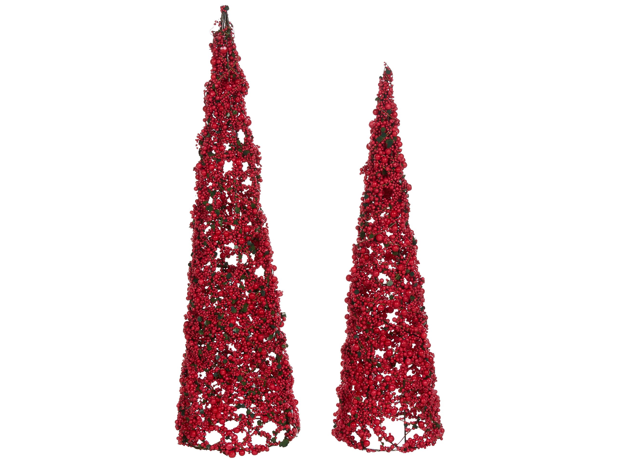 DRYDENWELL Christmas Tree Set of 2 Figurines - Red - Gemini Interiors