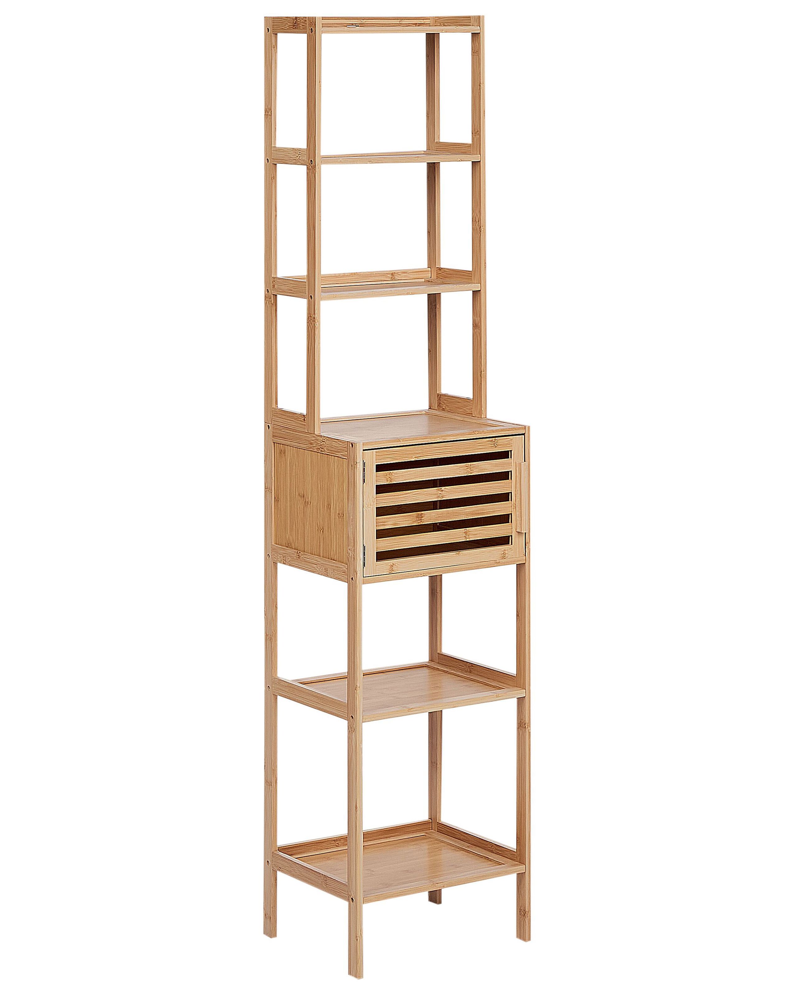 Bamboo Bathroom Shelving Unit Light Wood LEHI - Gemini Interiors