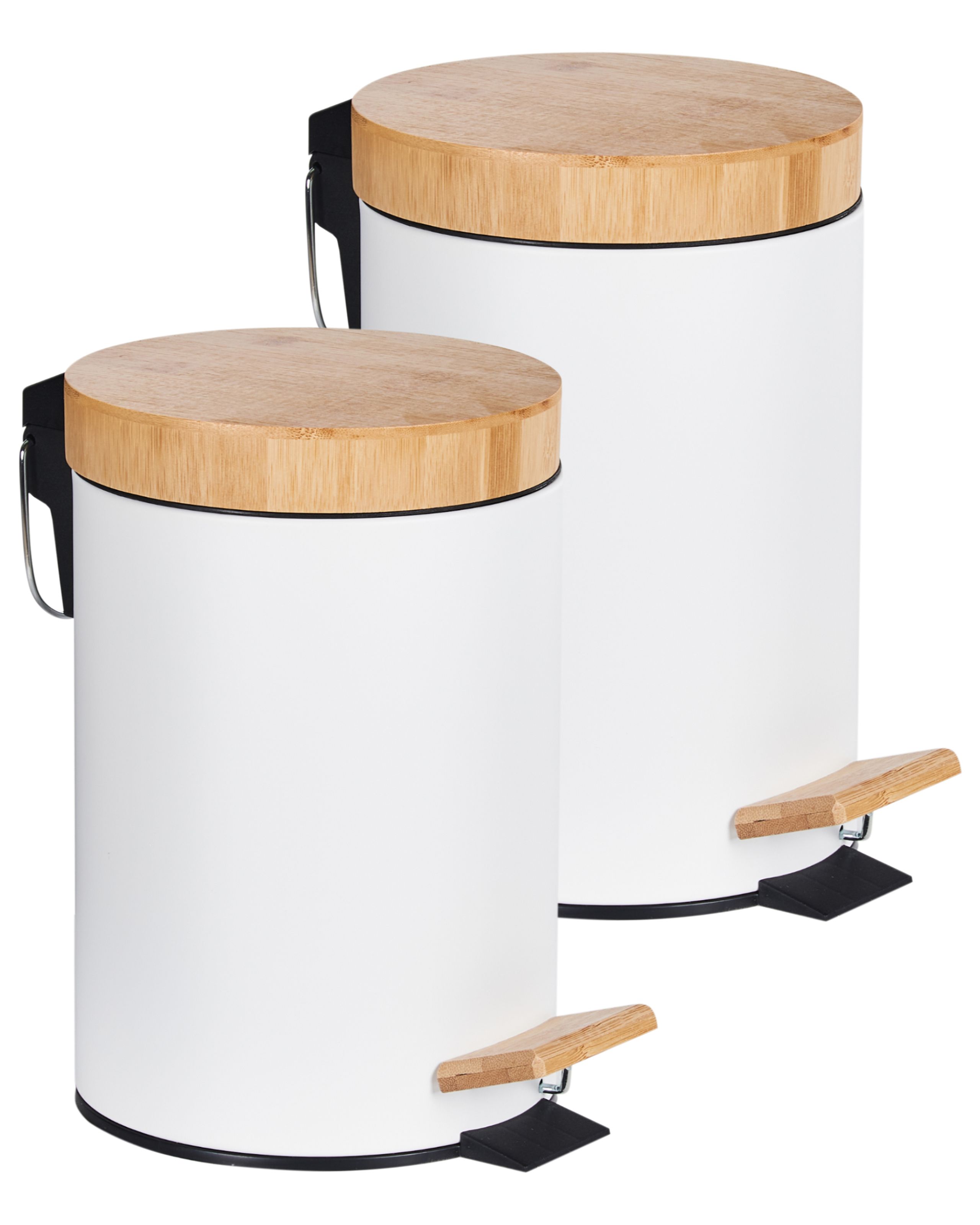 DURSCOMBE Metal Set of 2 Pedal Waste Bins - White - Gemini Interiors