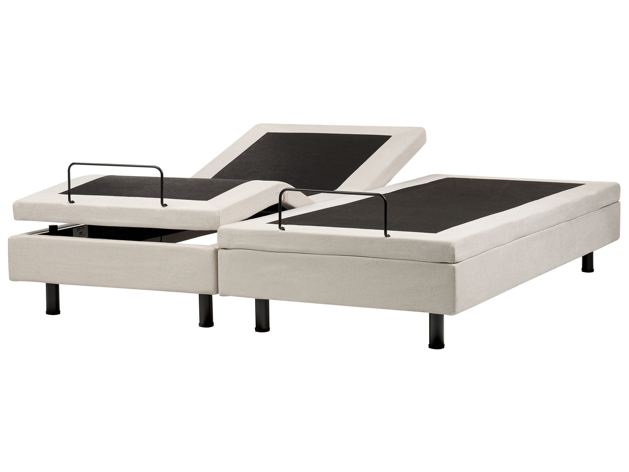 LUKE Adjustable Bedframe without Headboard Fabric 180 x 200cm EU Super Kingsize Bed Light Beige - Gemini Interiors
