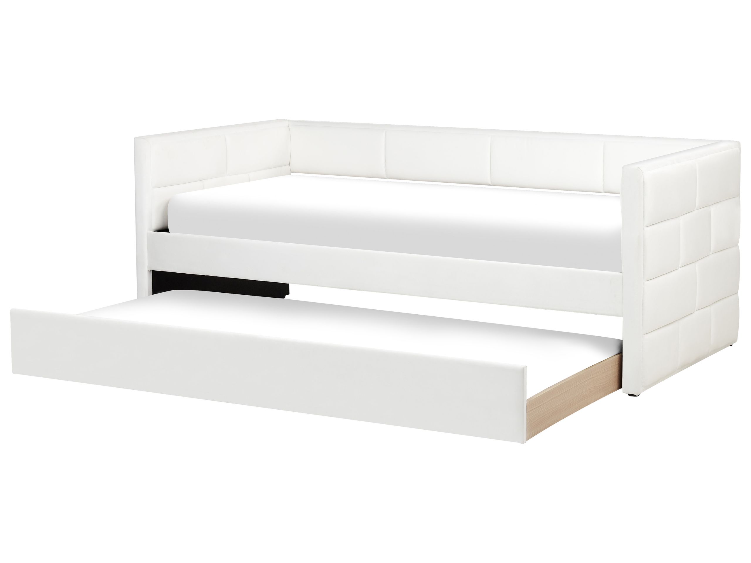 CNAVOHNE Trundle Bed Velvet 90 x 200 cm (EU Single) Off-White - Gemini Interiors