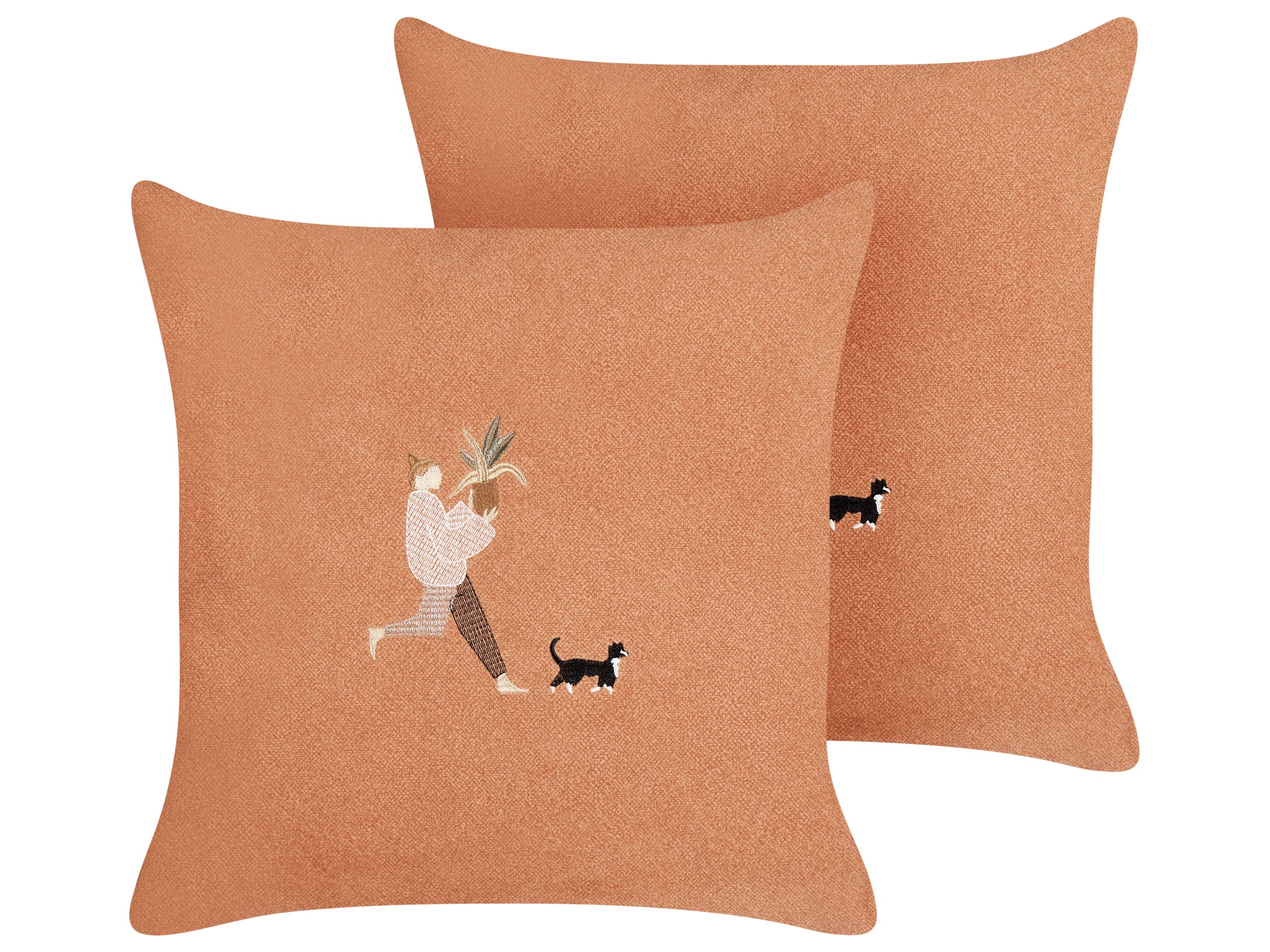 Set of 2 Decorative Cushions MARIGOLD 45 x 45 cm Orange Solid - Gemini Interiors