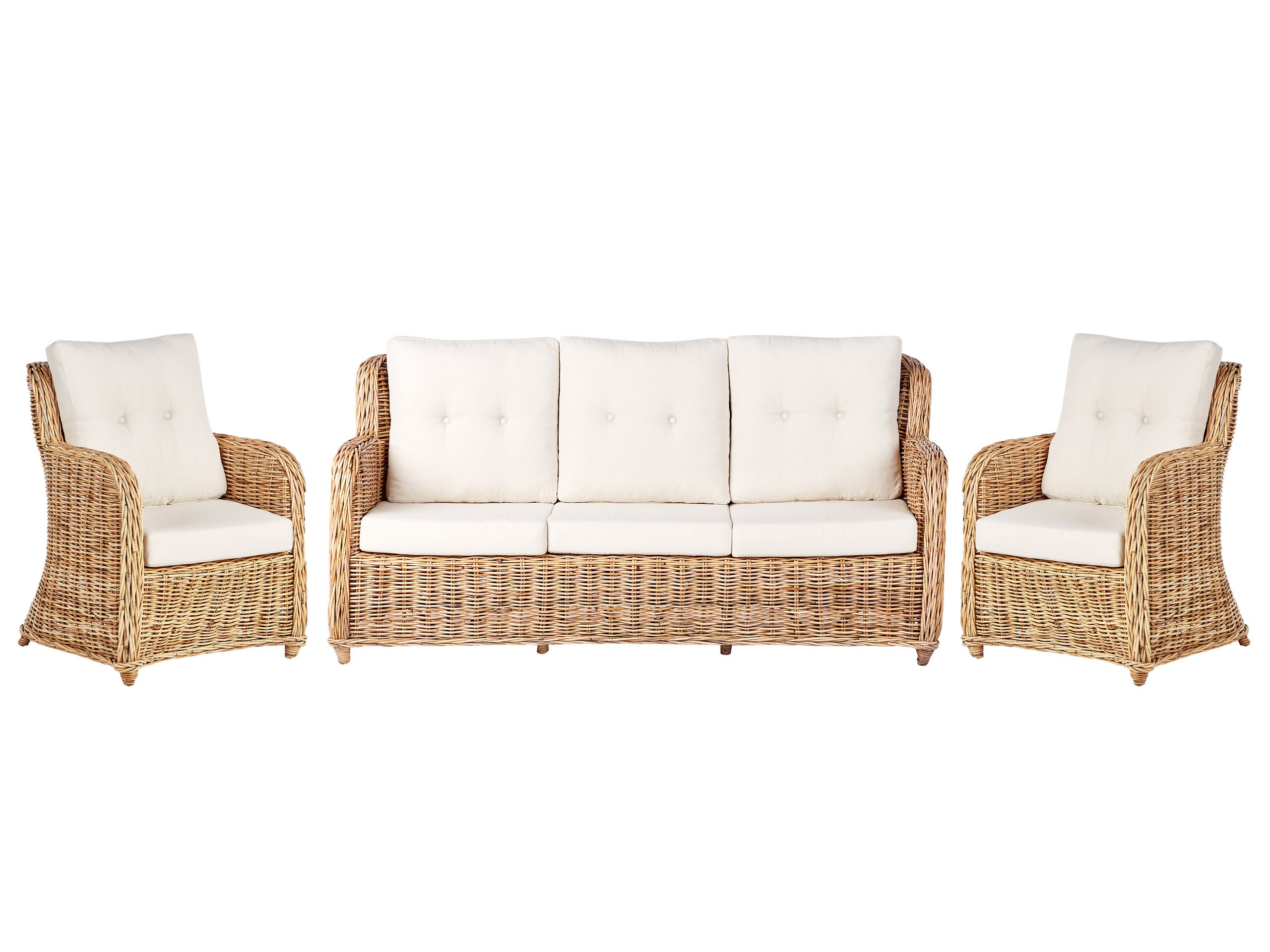 Garden Sofa Set 5 Seater ALESSANO Rattan Natural - Gemini Interiors