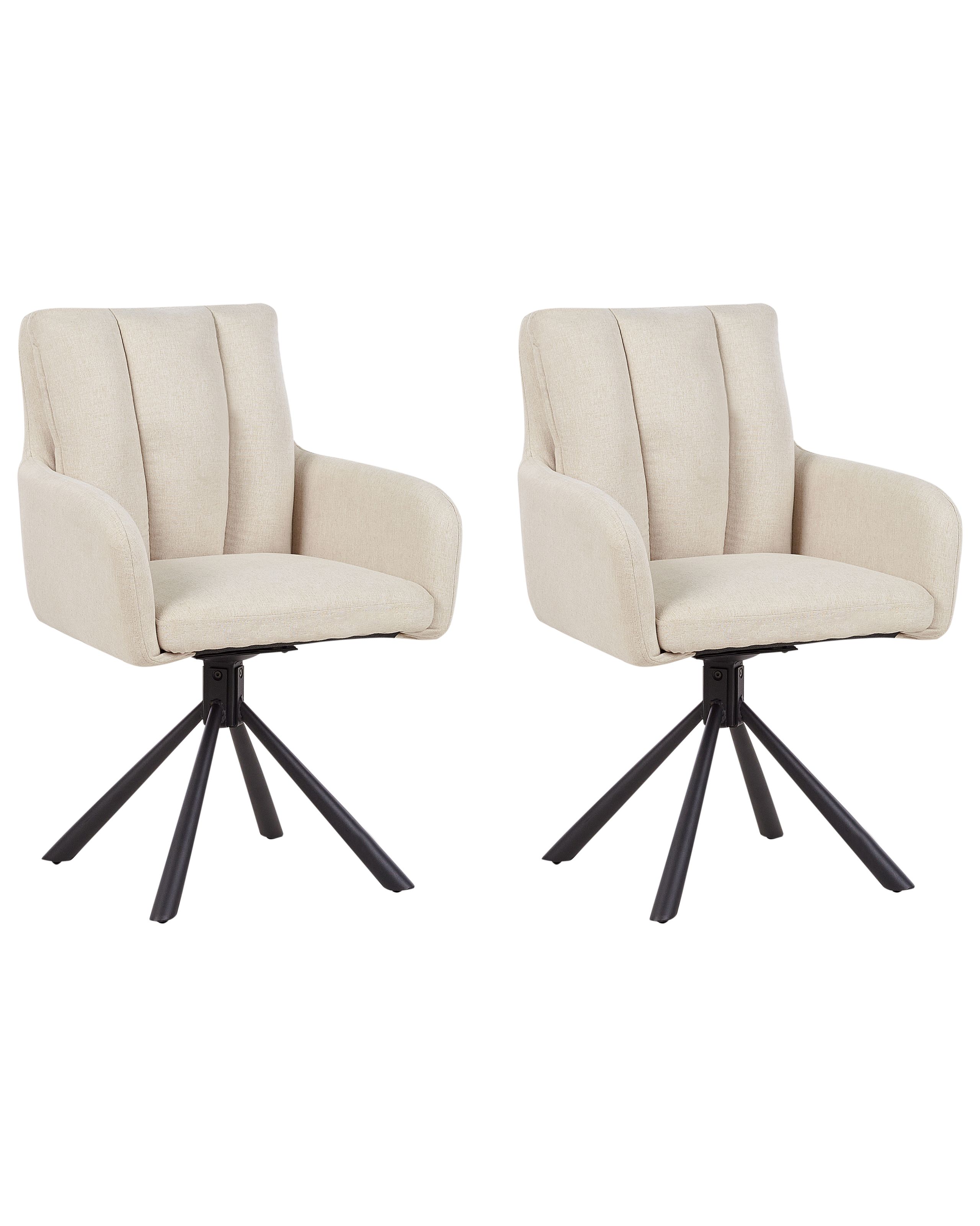 Set of 2 Dining Chairs Swivel SARDOAL Beige - Gemini Interiors