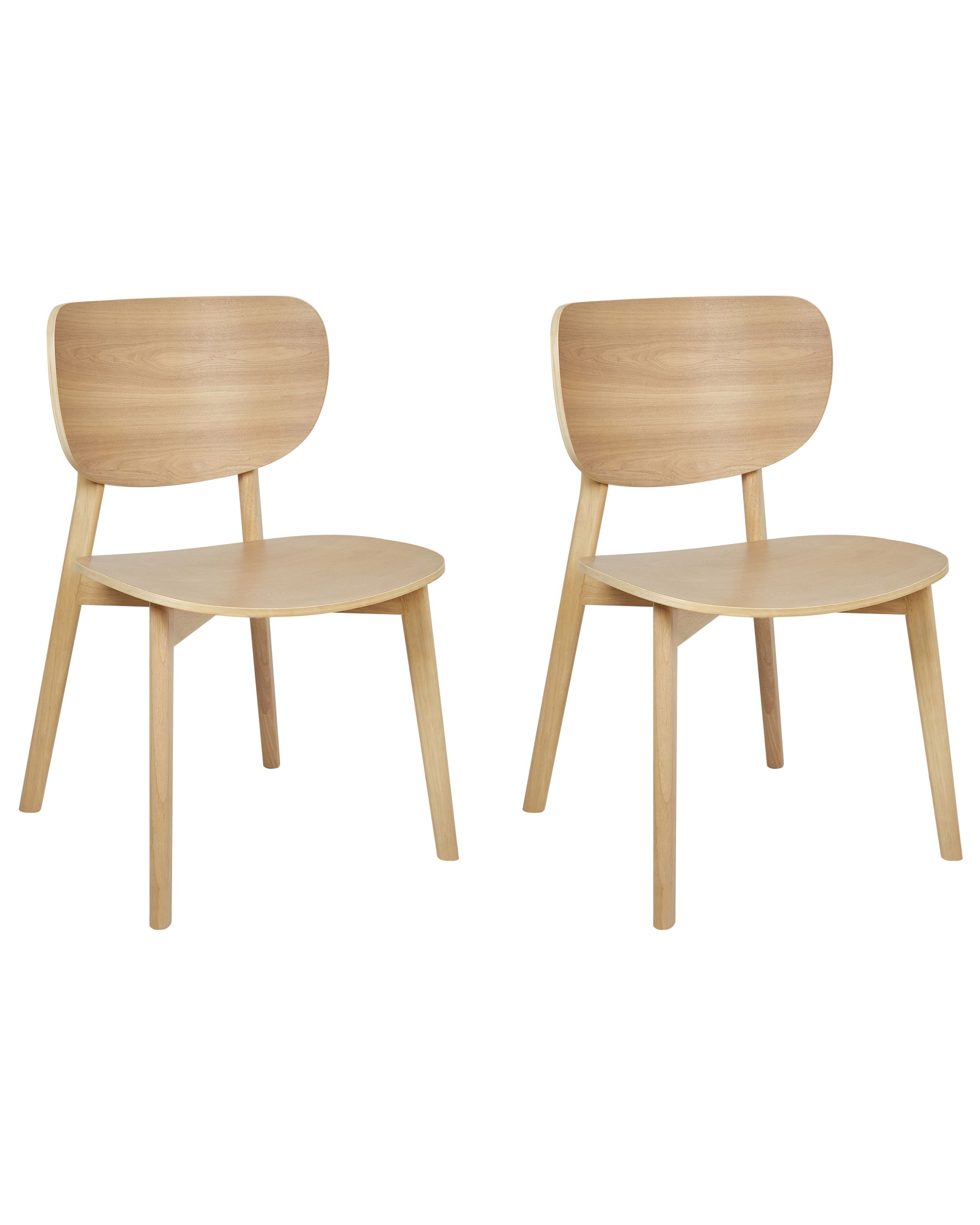 Set of 2 Dining Chairs OVERLY Wood Light Brown - Gemini Interiors