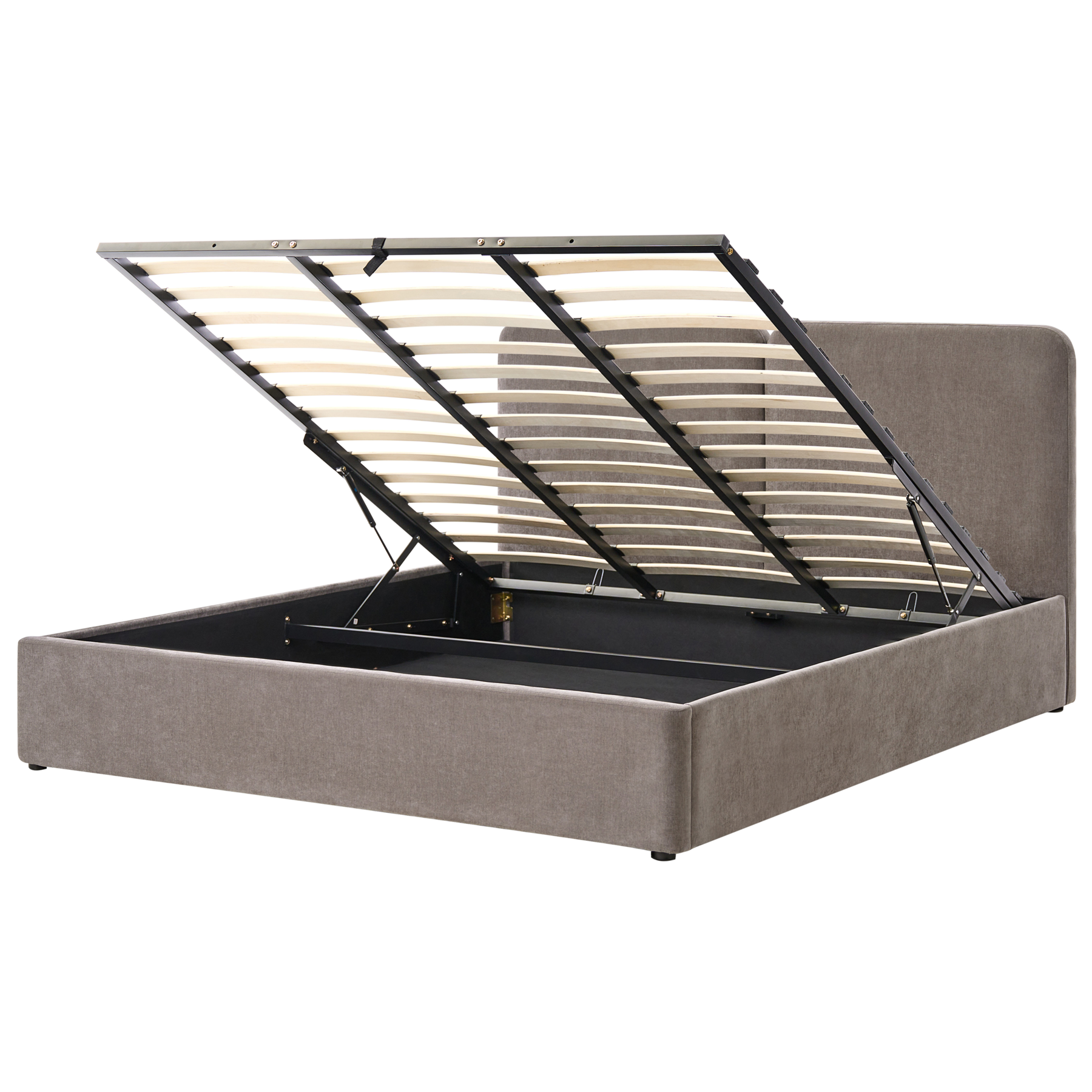 ARBOISA Super Kingsize Fabric Ottoman Storage Bedframe - Taupe - Gemini Interiors