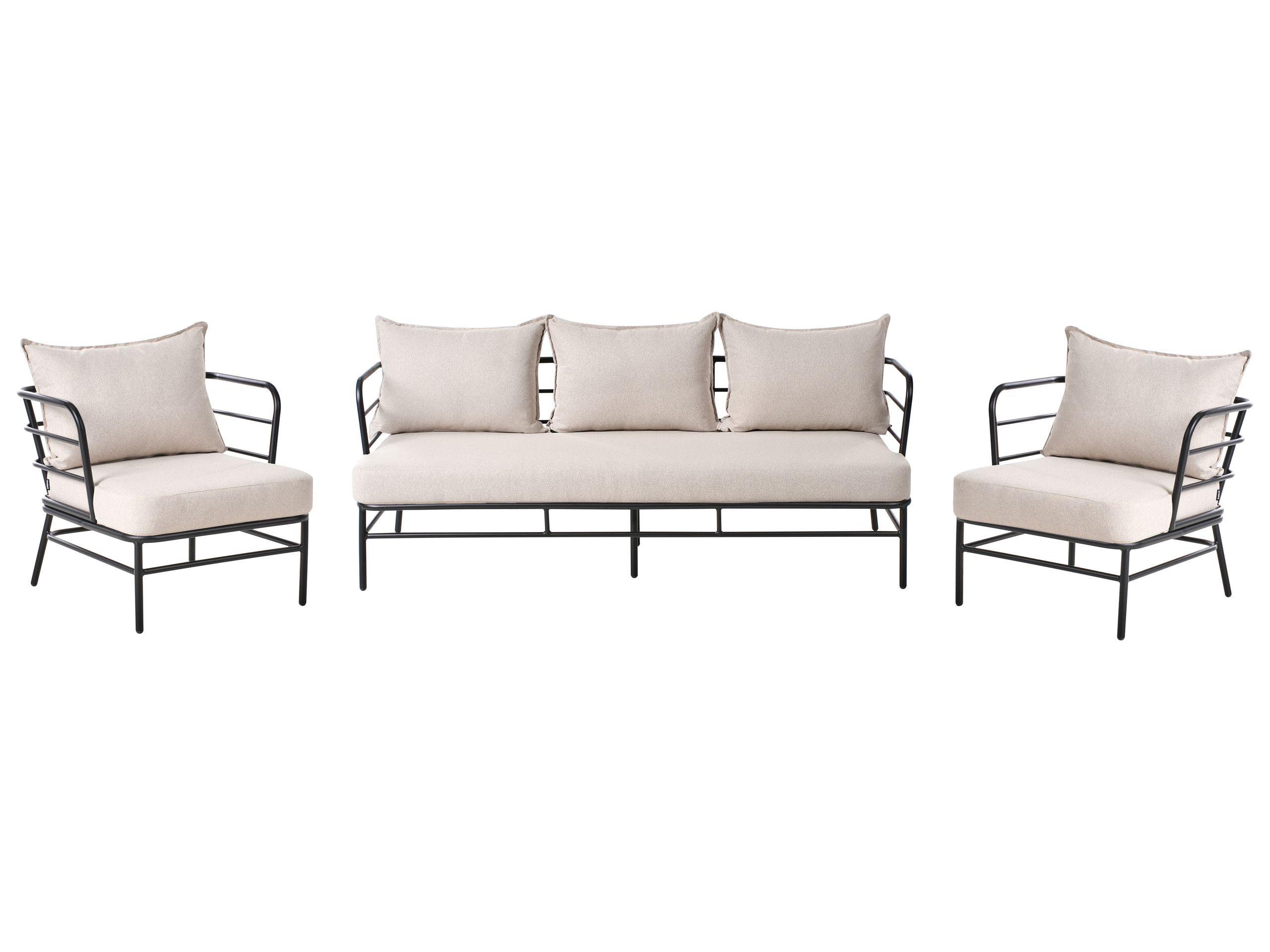 MENDONWELL Metal Garden Sofa Set 5 Seater - Light Beige - Gemini Interiors