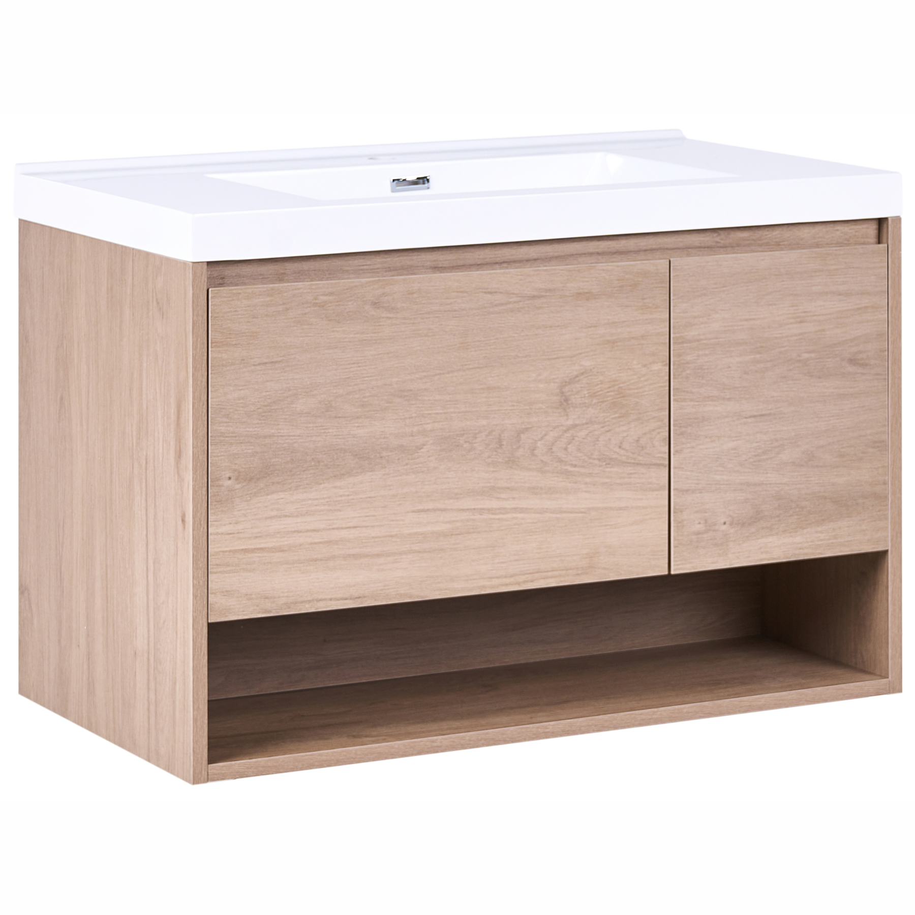 YELVANE Wall Mounted Bathroom Vanity with Basin Light Brown - 90cm - Gemini Interiors