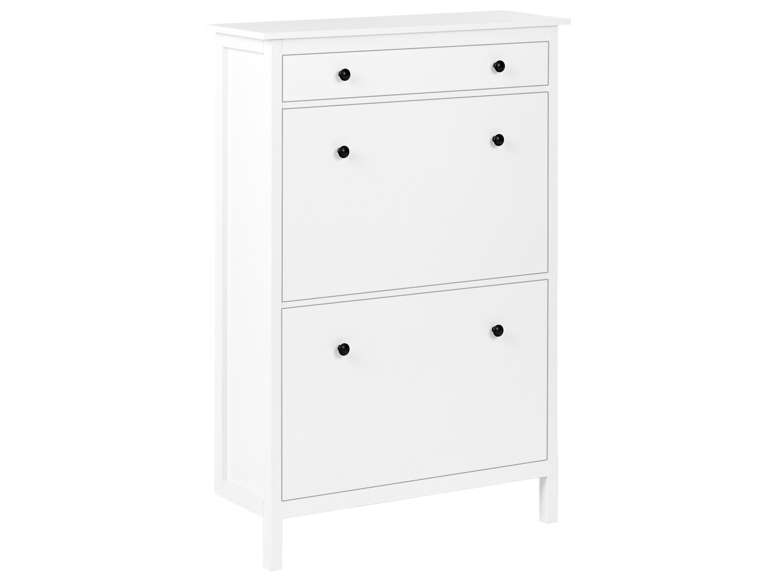 EVARA 2 Flip Doors 1 Drawer Shoe Cabinet - White - Gemini Interiors