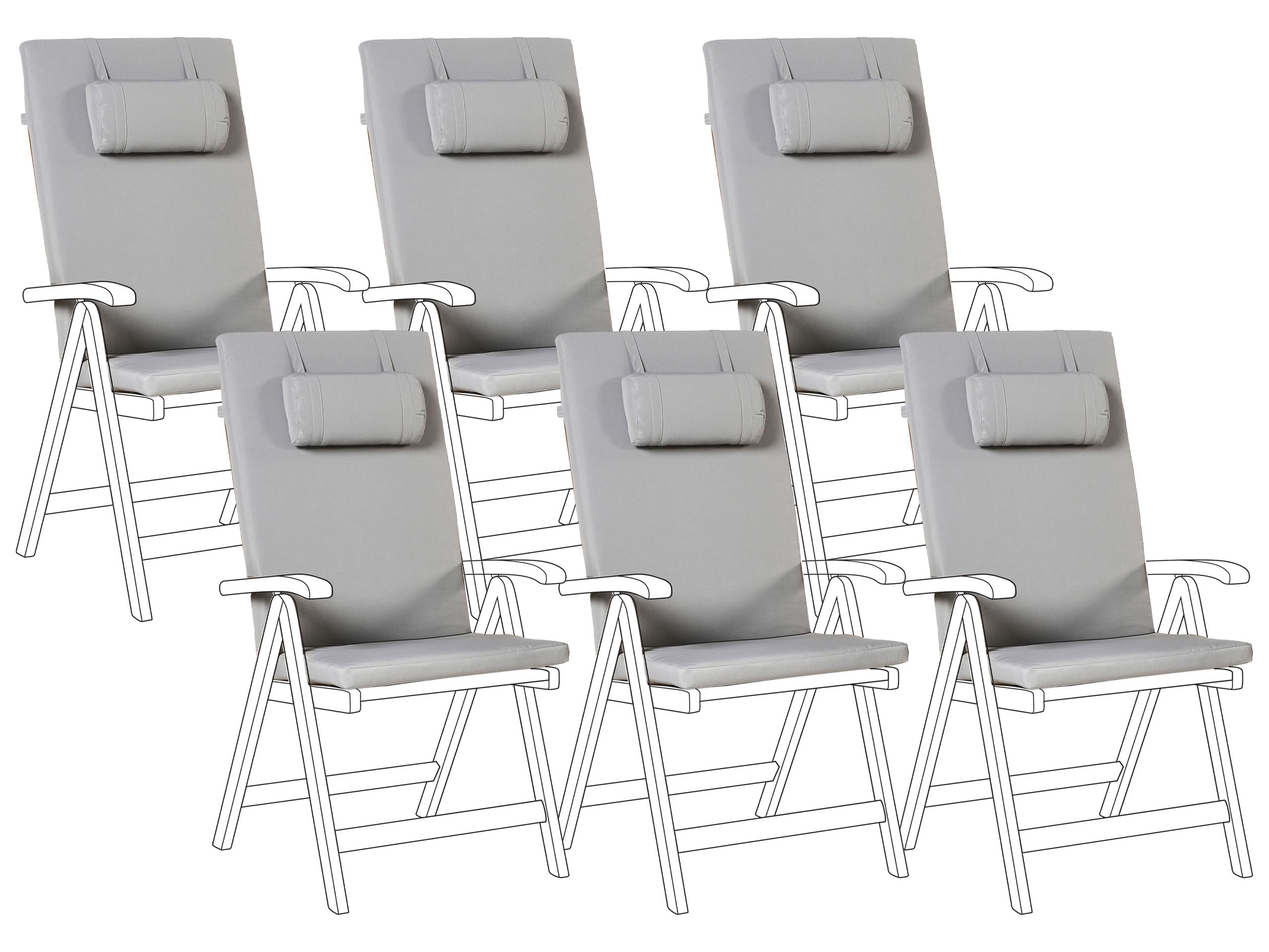 BREEZ Set of 6 Garden Back Seat Cushions - Light Grey - Gemini Interiors