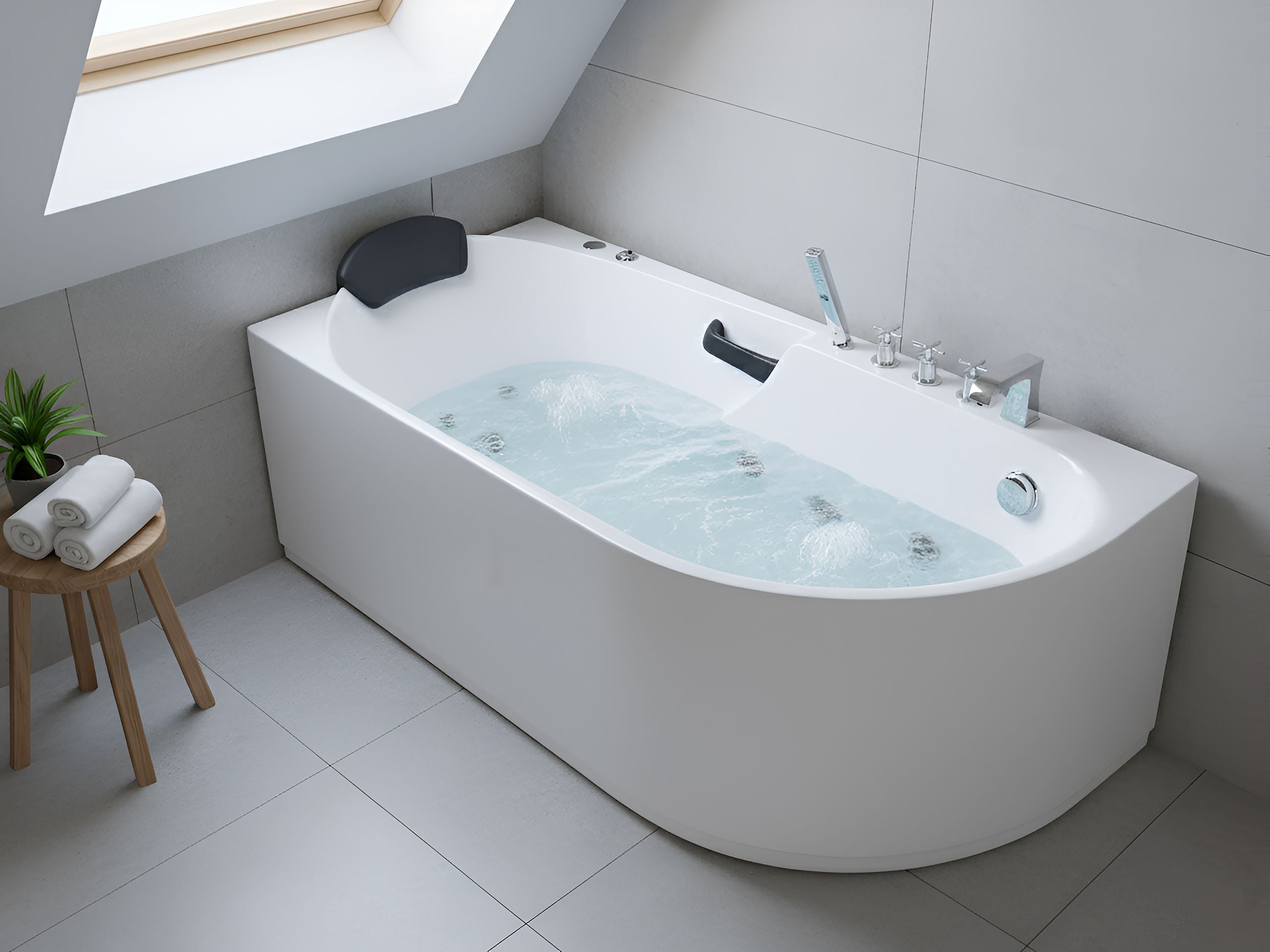 HAFARO Hot Bath Tub Right Hand - White - Gemini Interiors