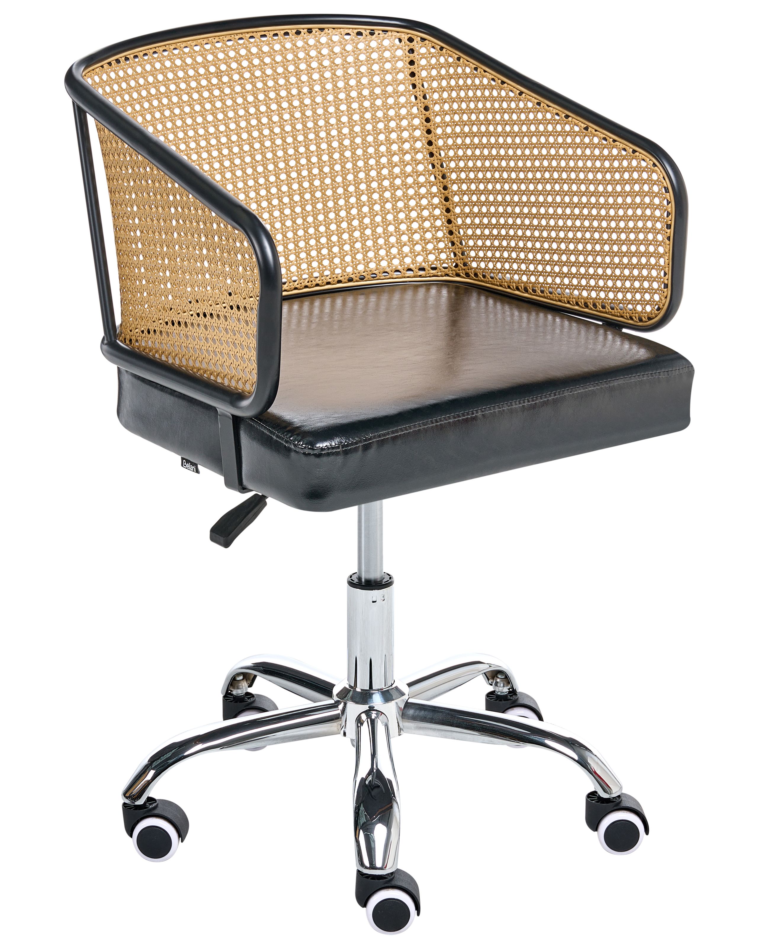 LANGFORDEN Faux Leather Office Desk Chair - Black - Gemini Interiors